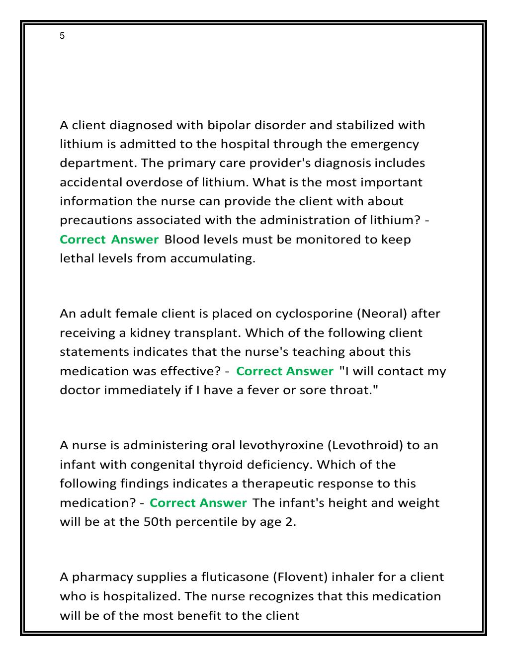 Preview page 5 of ATI PHARM PROCTORED ACTUAL STUDY GUIDE  EXAM