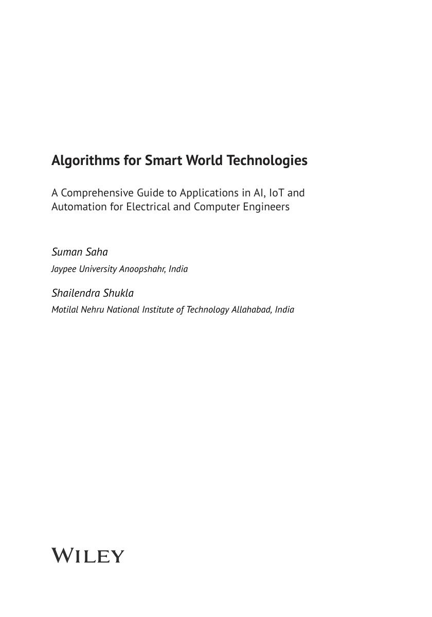 Preview page 3 of Algorithms for Smart World Technologies A Comprehensive Guide to Applications in AI 1st edition By Suman Saha, Shailendr
