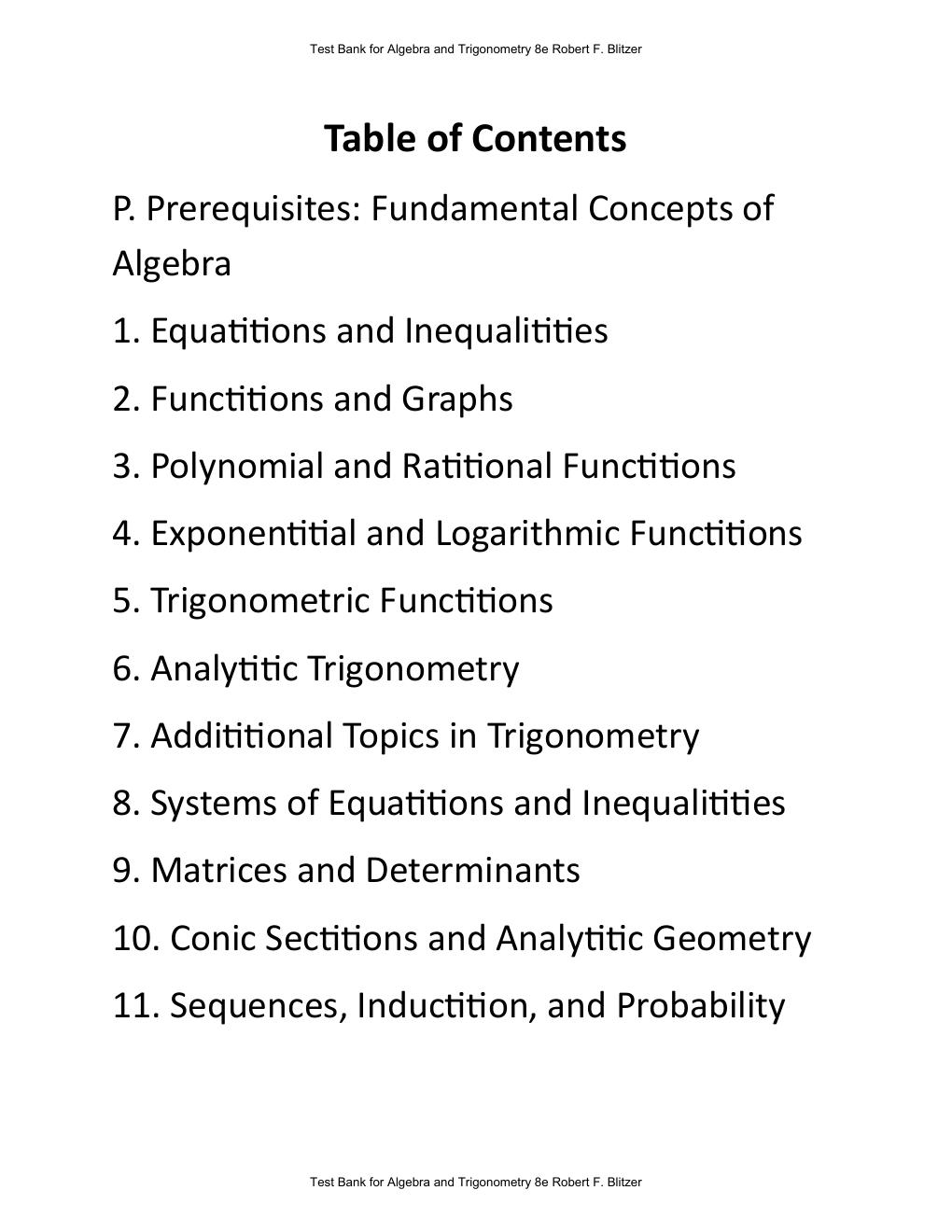 Preview page 4 of Algebra and Trigonometry 8th Edition By Robert F. Blitzer | Test Bank