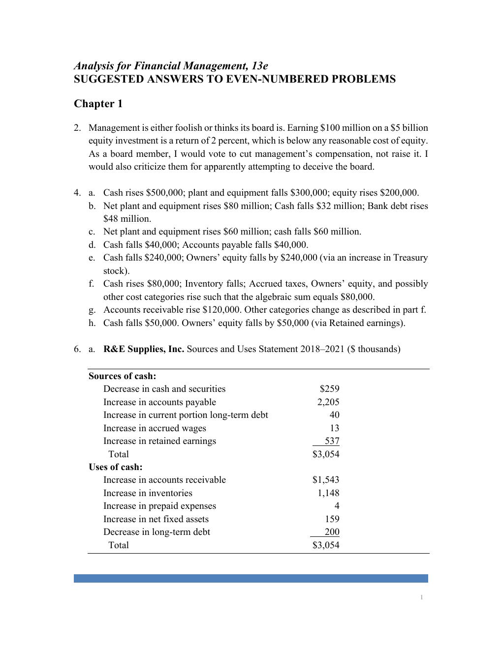 Preview page 2 of Solution Manual For Analysis for Financial  Management 13th Edition  by Robert Higgins All Chapters 1- 9