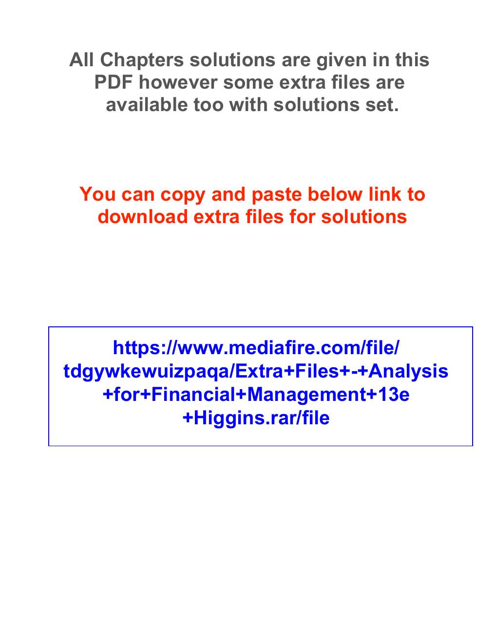 Preview page 4 of Solution Manual For Analysis for Financial  Management 13th Edition  by Robert Higgins All Chapters 1- 9