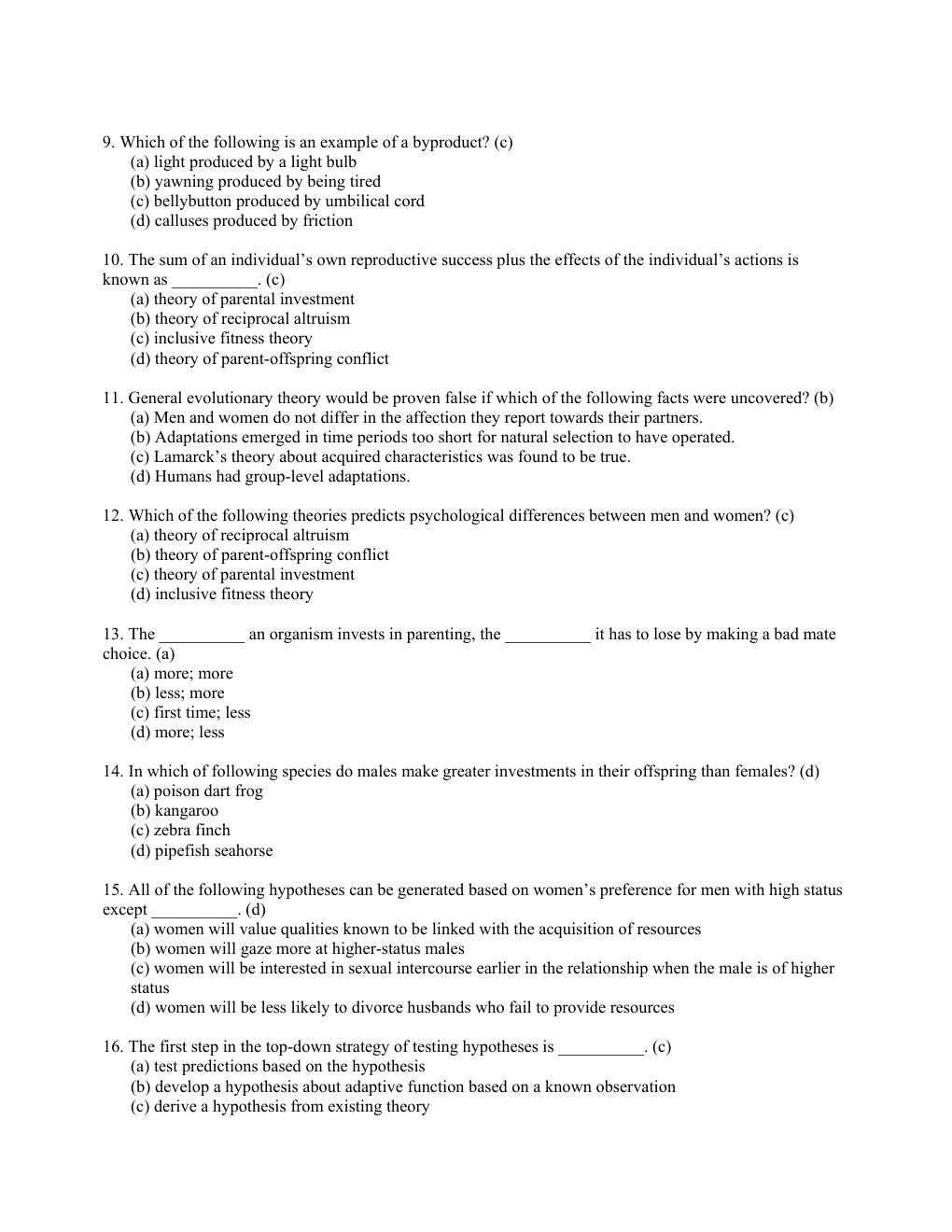 Preview page 10 of TEST BANK Evolutionary Psychology 6th Edition by David Bus