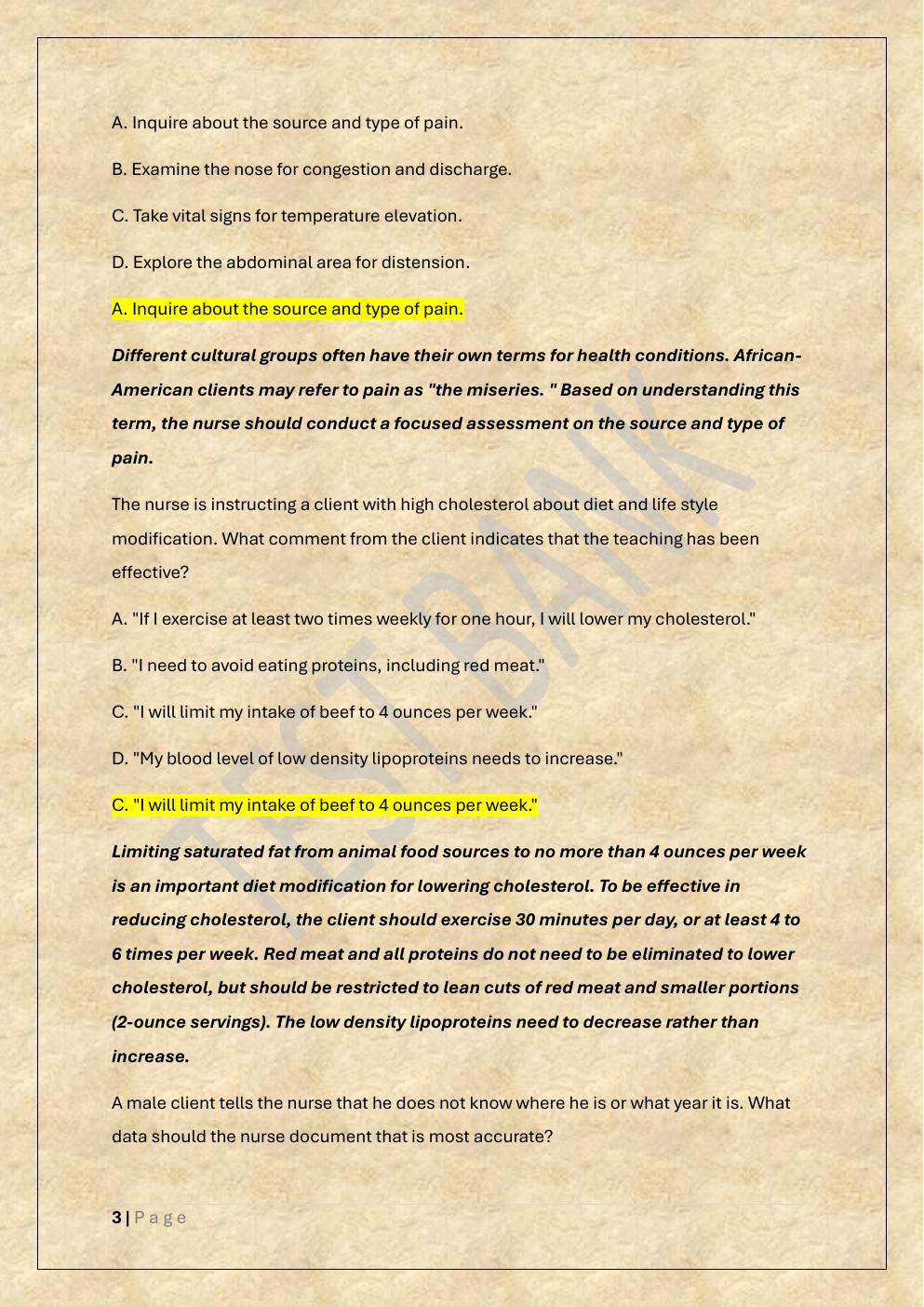 Preview page 3 of HESI FUNDAMENTALS EXAM PREP TEST  BANK 2 EXAM