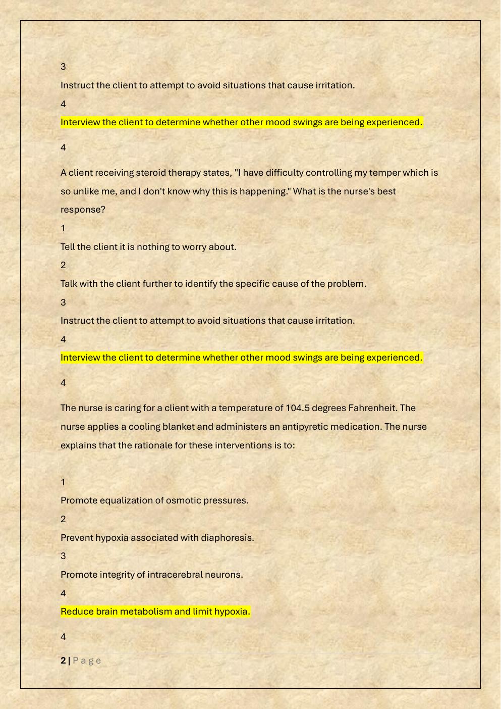 Preview page 2 of HESI FUNDAMENTALS EXAM PREP TEST  BANK 3 EXAM