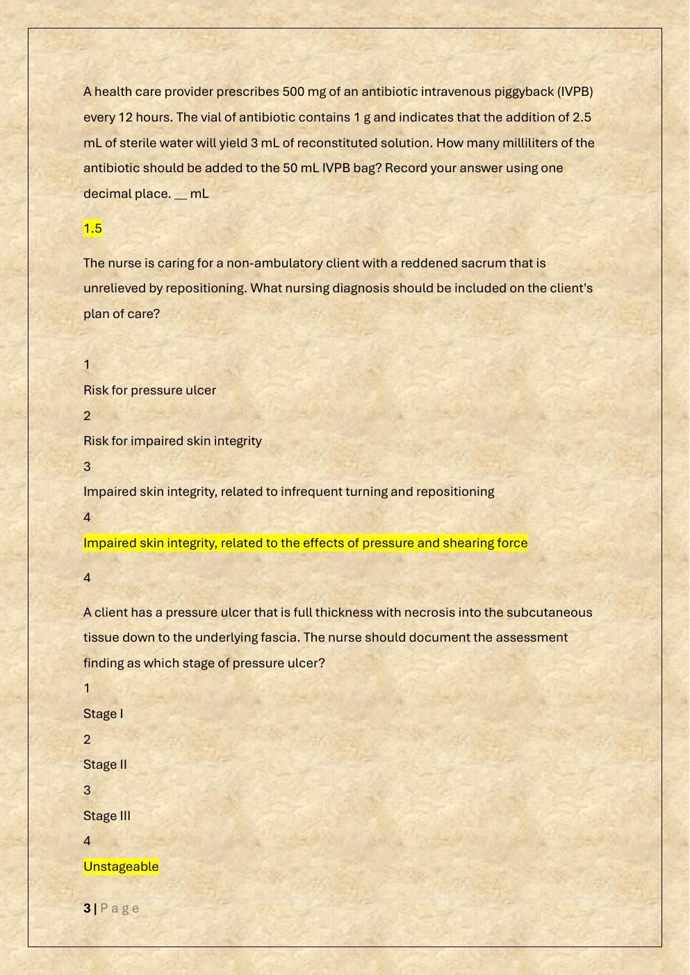 Preview page 3 of HESI FUNDAMENTALS EXAM PREP TEST  BANK 3 EXAM