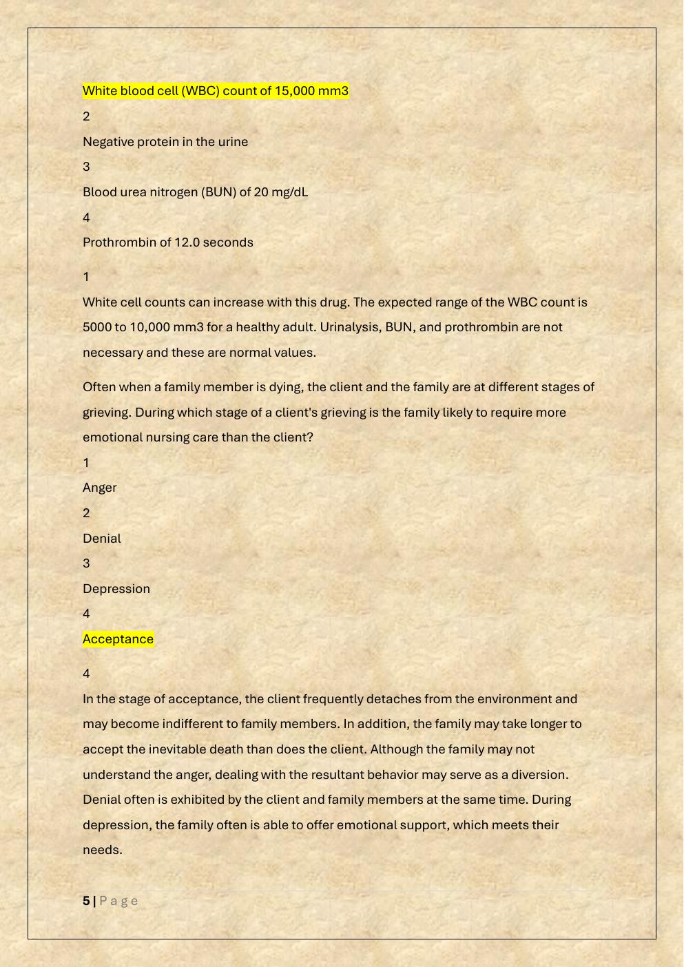 Preview page 5 of HESI FUNDAMENTALS EXAM PREP TEST  BANK 3 EXAM