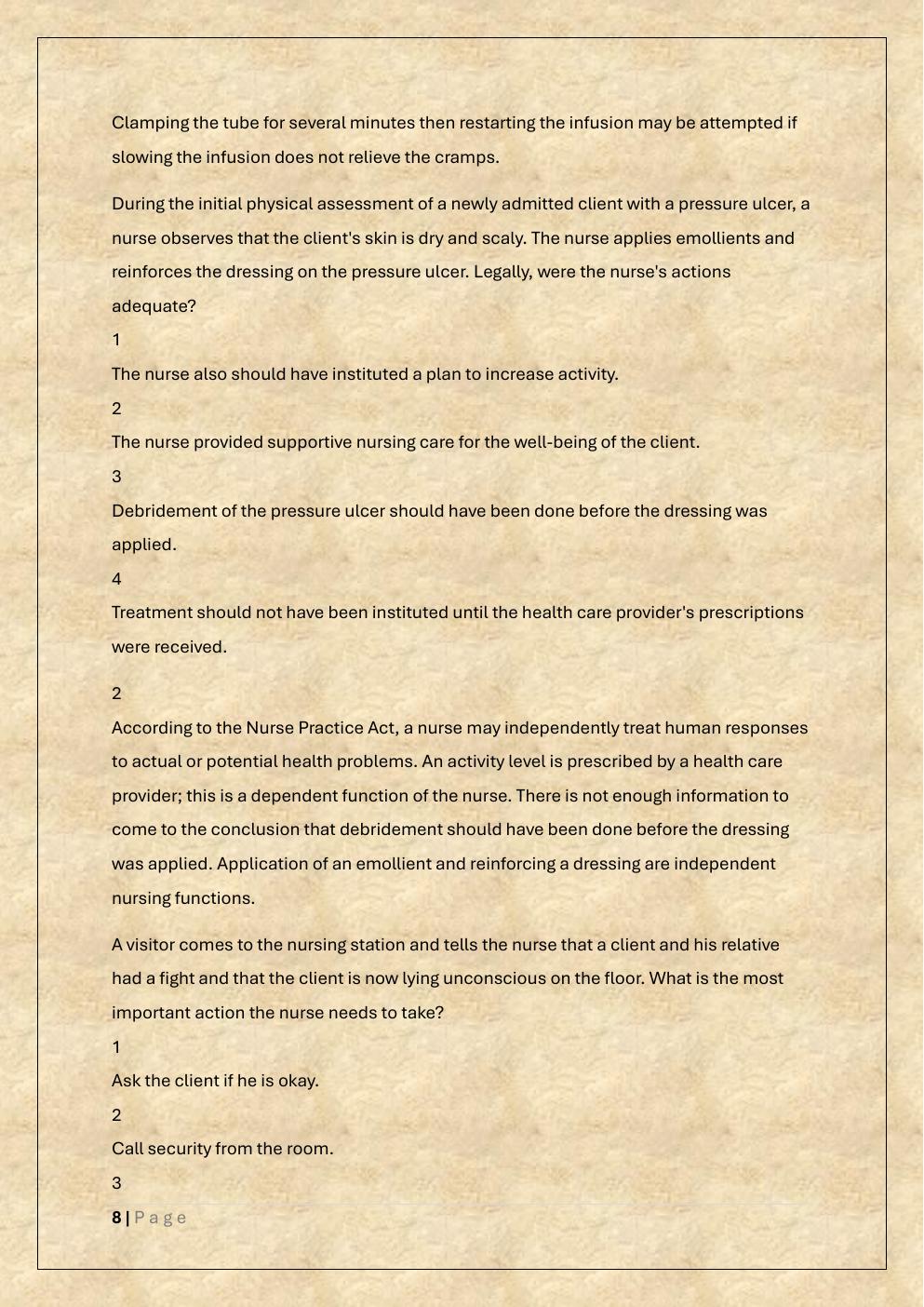 Preview page 8 of HESI FUNDAMENTALS EXAM PREP TEST  BANK 3 EXAM