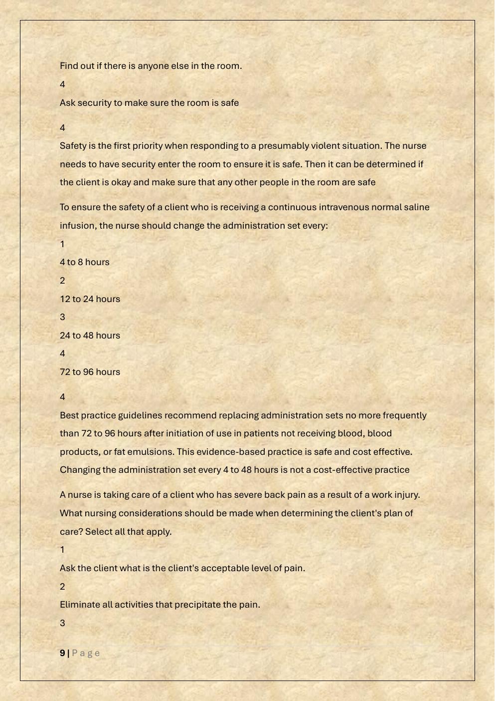 Preview page 9 of HESI FUNDAMENTALS EXAM PREP TEST  BANK 3 EXAM
