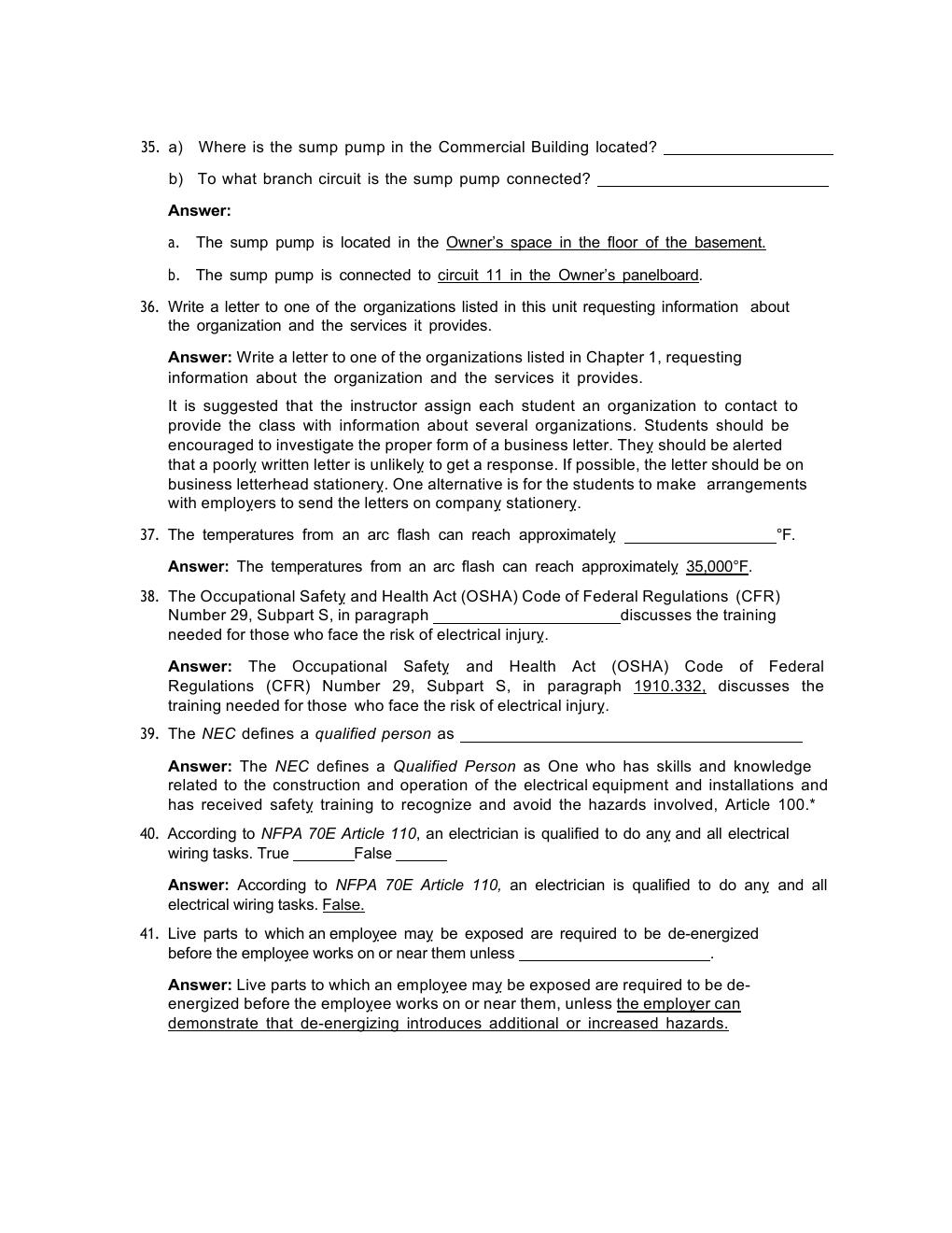 Preview page 8 of Solution and Answer Guide for Electrical  Wiring Commercial, 18th Edition by Phil  Simmons, -Excel in Your Exams with th