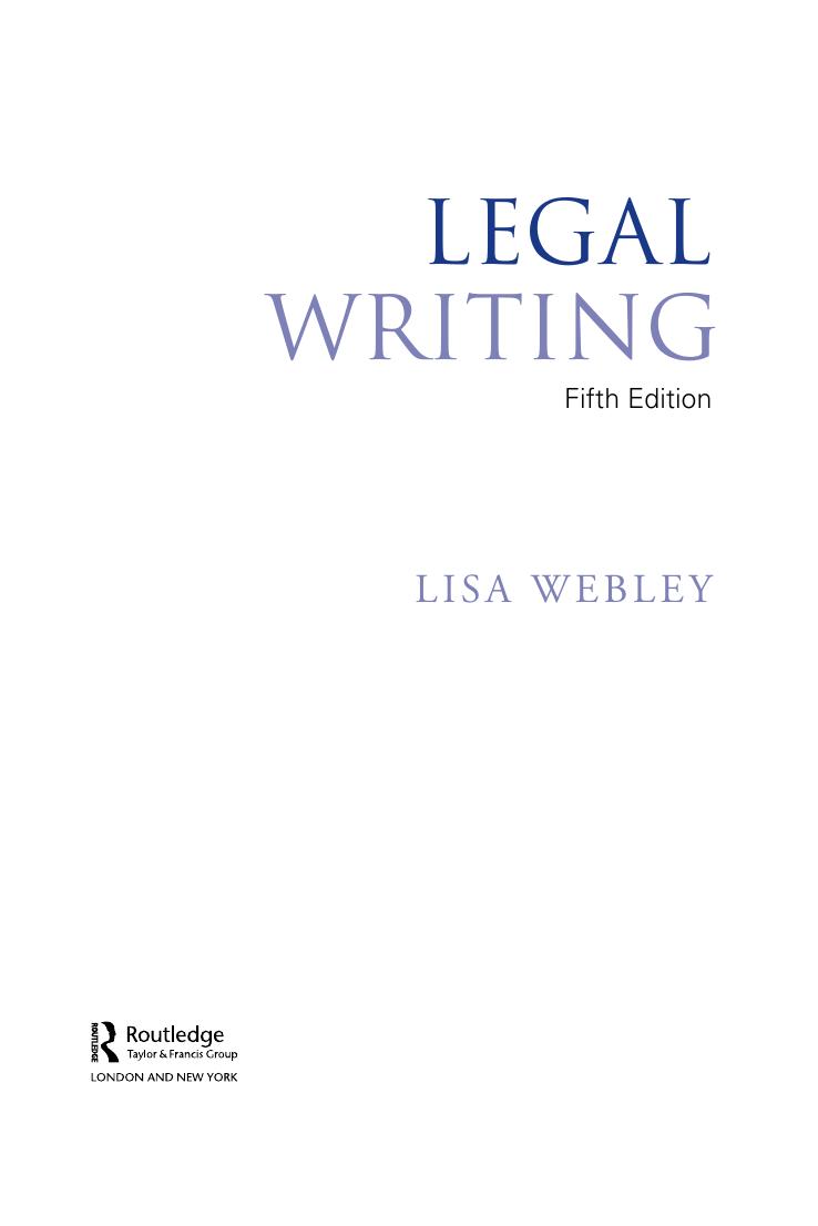 Preview page 4 of Legal Writing 5th Edition By Lisa Webley