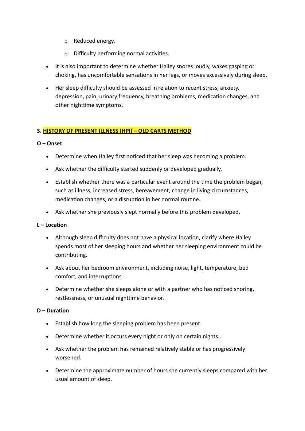 Preview page 4 of Comprehensive i-Human Case  Study. 65-Year-Old Hailey  Richardson, Reason for  Encounter: Trouble Sleeping.  Exam Study