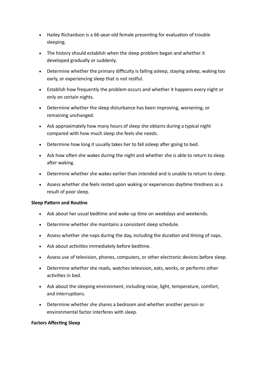 Preview page 3 of HAILEY RICHARDSON, 65-YEAR OLD IHUMAN COMPREHENSIVE  CASE STUDY, REASON FOR  ENCOUNTER: TROUBLE  SLEEPING.  WITH A SOAP