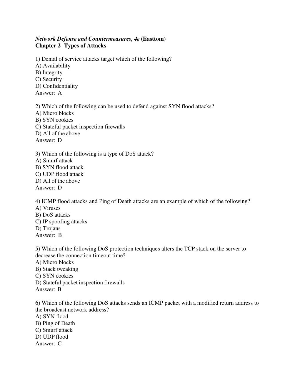 Preview page 5 of TEST BANK FOR Network Defense and Countermeasures Principles and Practices, 4th Edition by William Easttom
