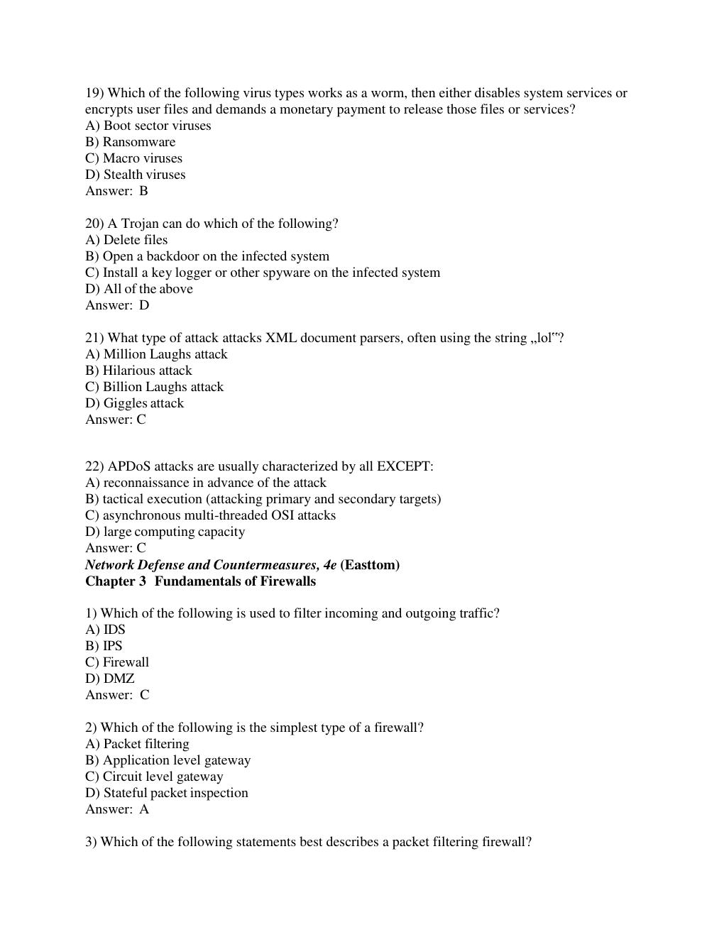 Preview page 8 of TEST BANK FOR Network Defense and Countermeasures Principles and Practices, 4th Edition by William Easttom