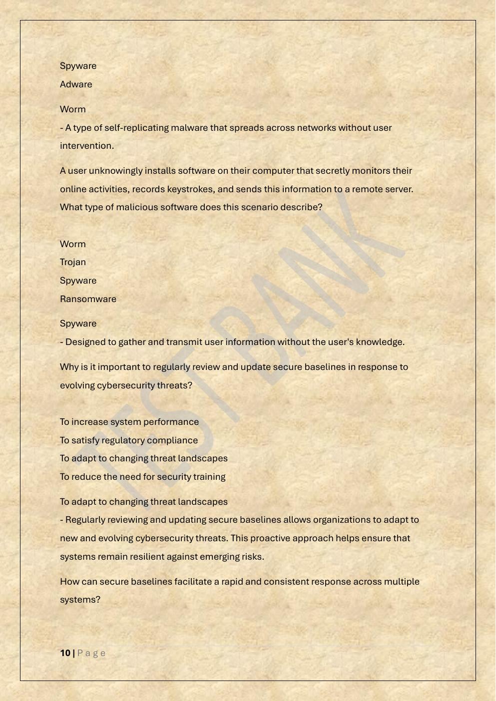 Preview page 10 of COMPTIA SECURITY+ SY0-701 CERTIFICATION EXAM TEST BANK
