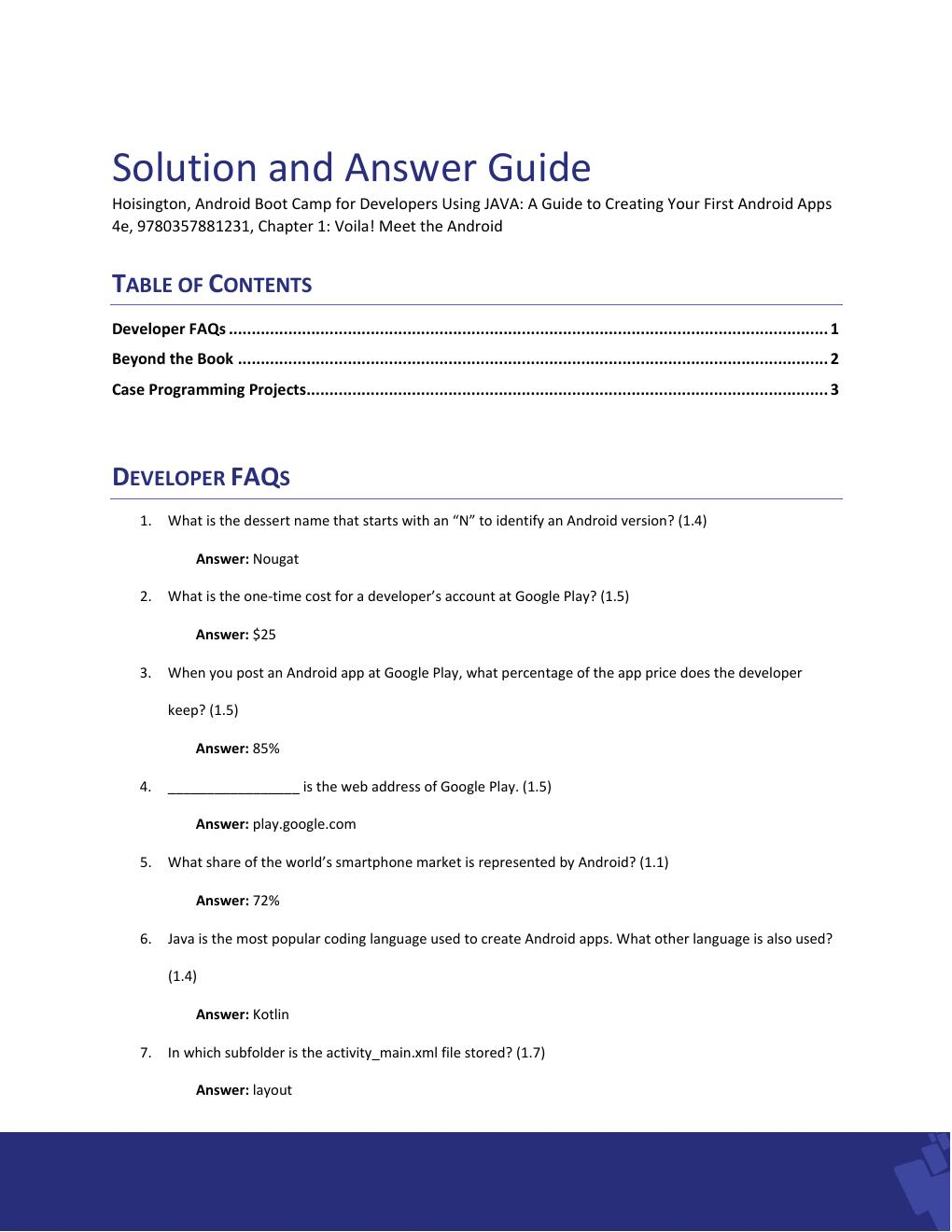 Preview page 2 of Solution Manual For Android Boot Camp for Developers  Using Java®: A Guide to Creating  Your First Android Apps, 4th  Ed