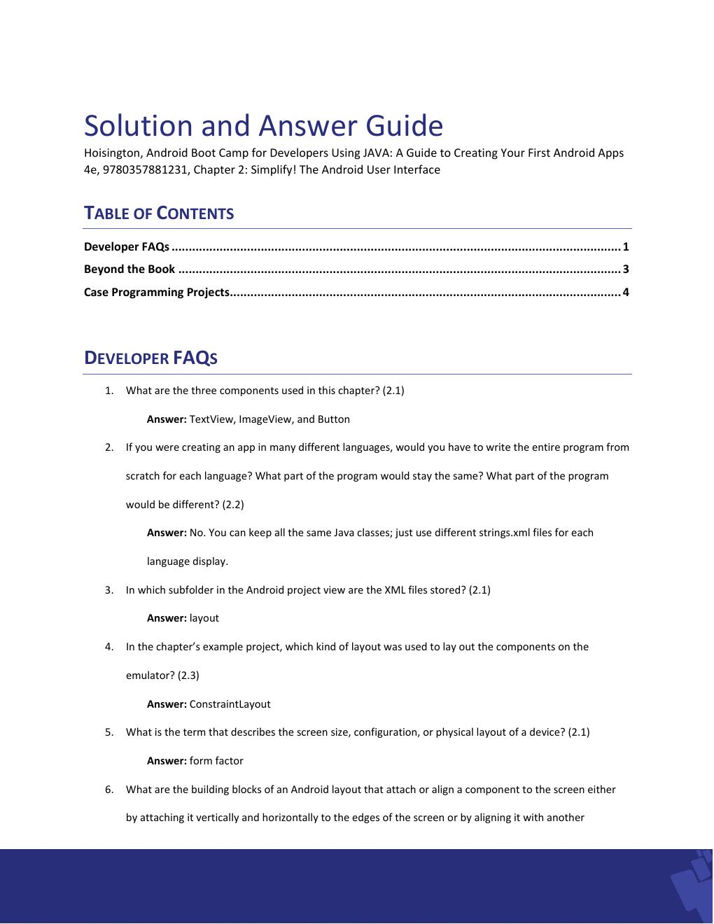 Preview page 6 of Solution Manual For Android Boot Camp for Developers  Using Java®: A Guide to Creating  Your First Android Apps, 4th  Ed