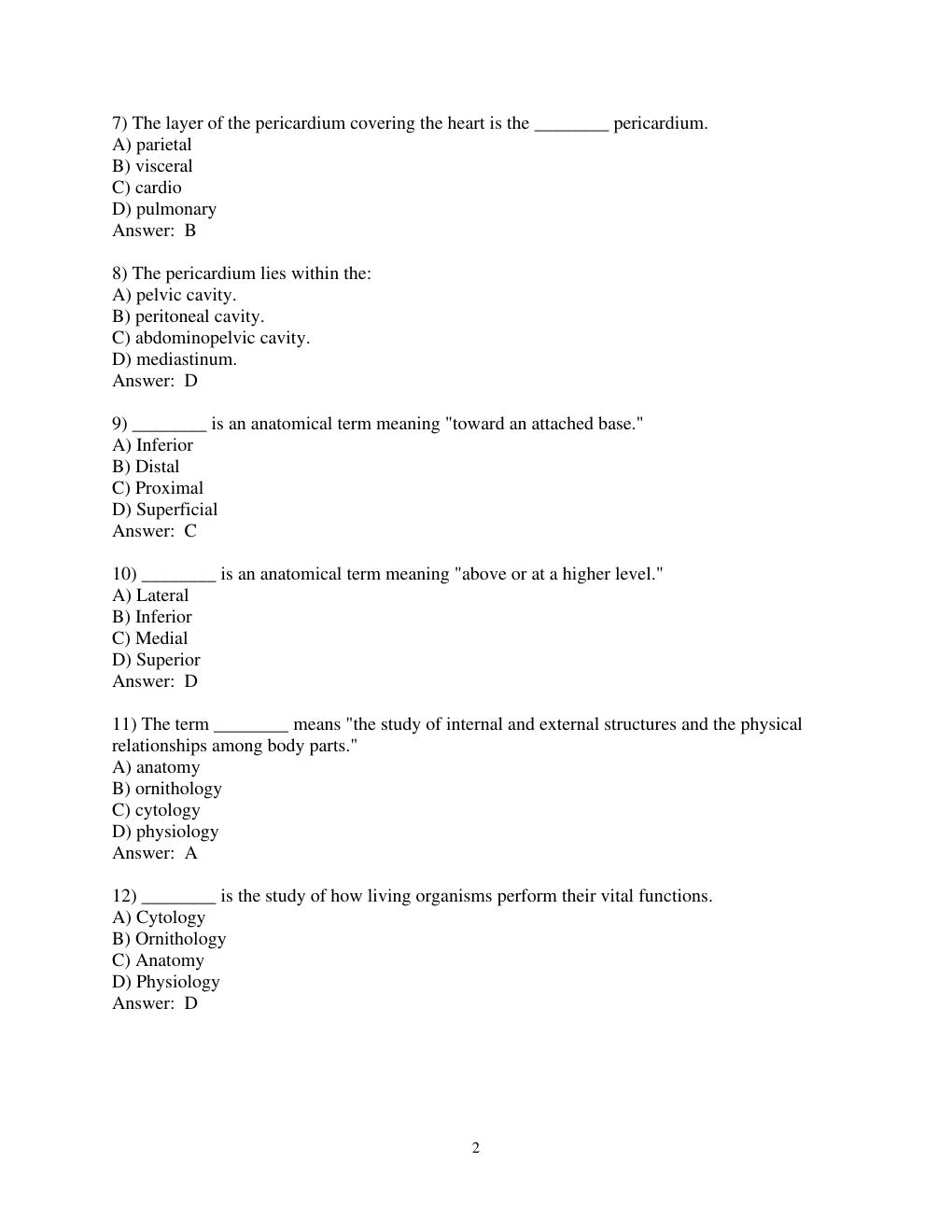 Preview page 2 of Test Bank for Anatomy & Physiology for Emergency Care, 3rd Edition by Bryan E. Bledsoe