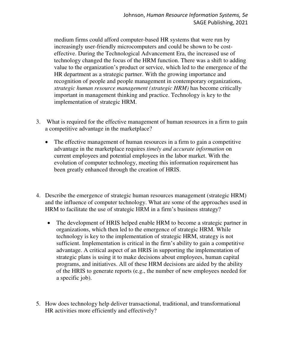 Preview page 3 of Solution Manual for Human Resource Information Systems Basics,  Applications, and Future Directions 5th Edition By Johns