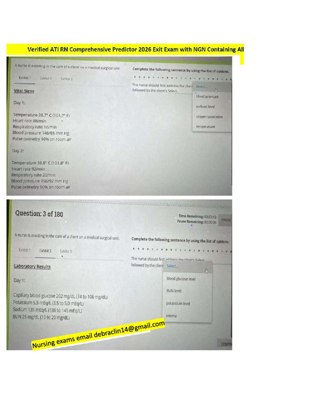 Preview page 5 of RN Exit ATI CMS Comprehensive Predictor Level 3 2026 Exit Assessment with NGN 180 Updated Questions Forms A, B and C and