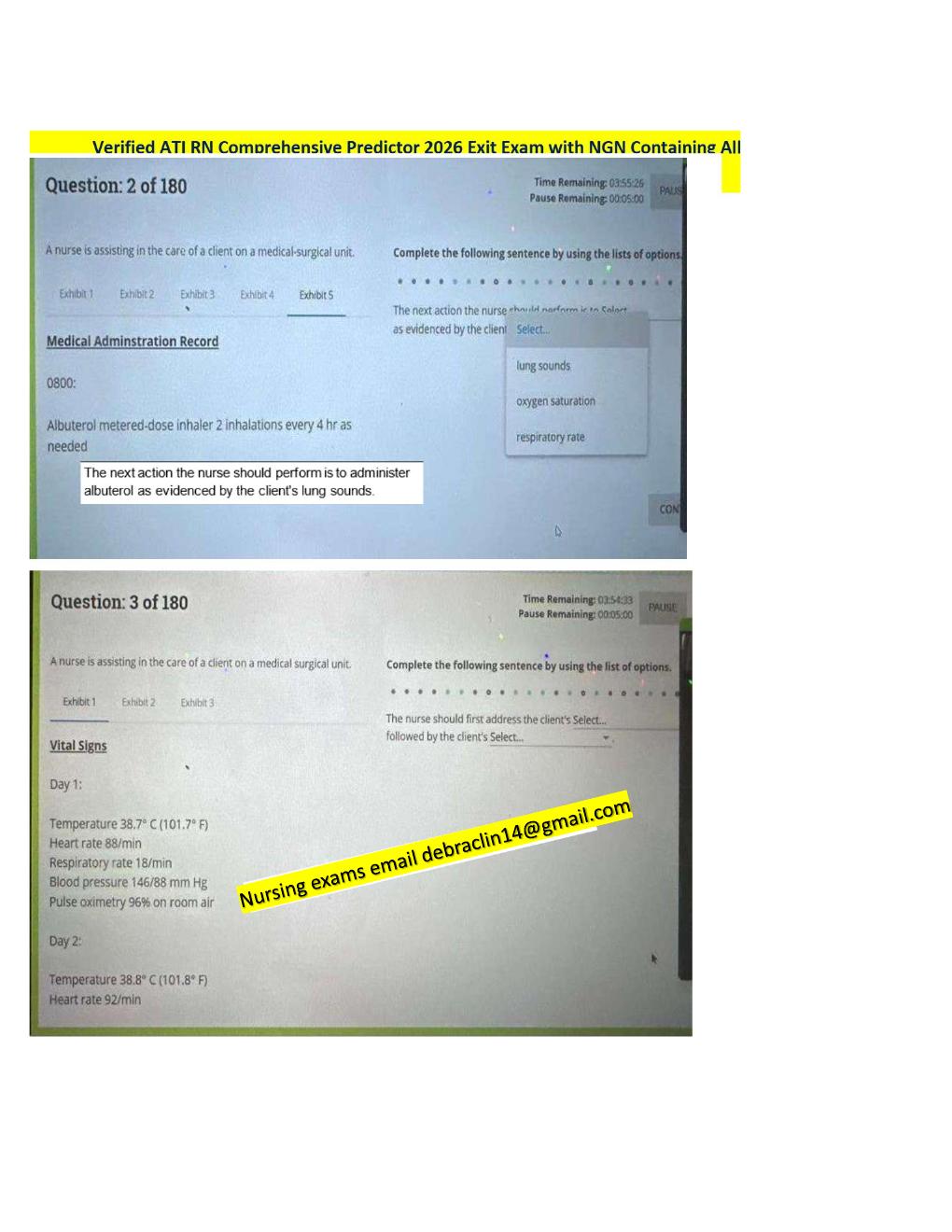 Preview page 4 of RN Exit ATI CMS Comprehensive Predictor Level 3 2026 Exit Assessment with NGN 180 Updated Questions Forms A, B and C and