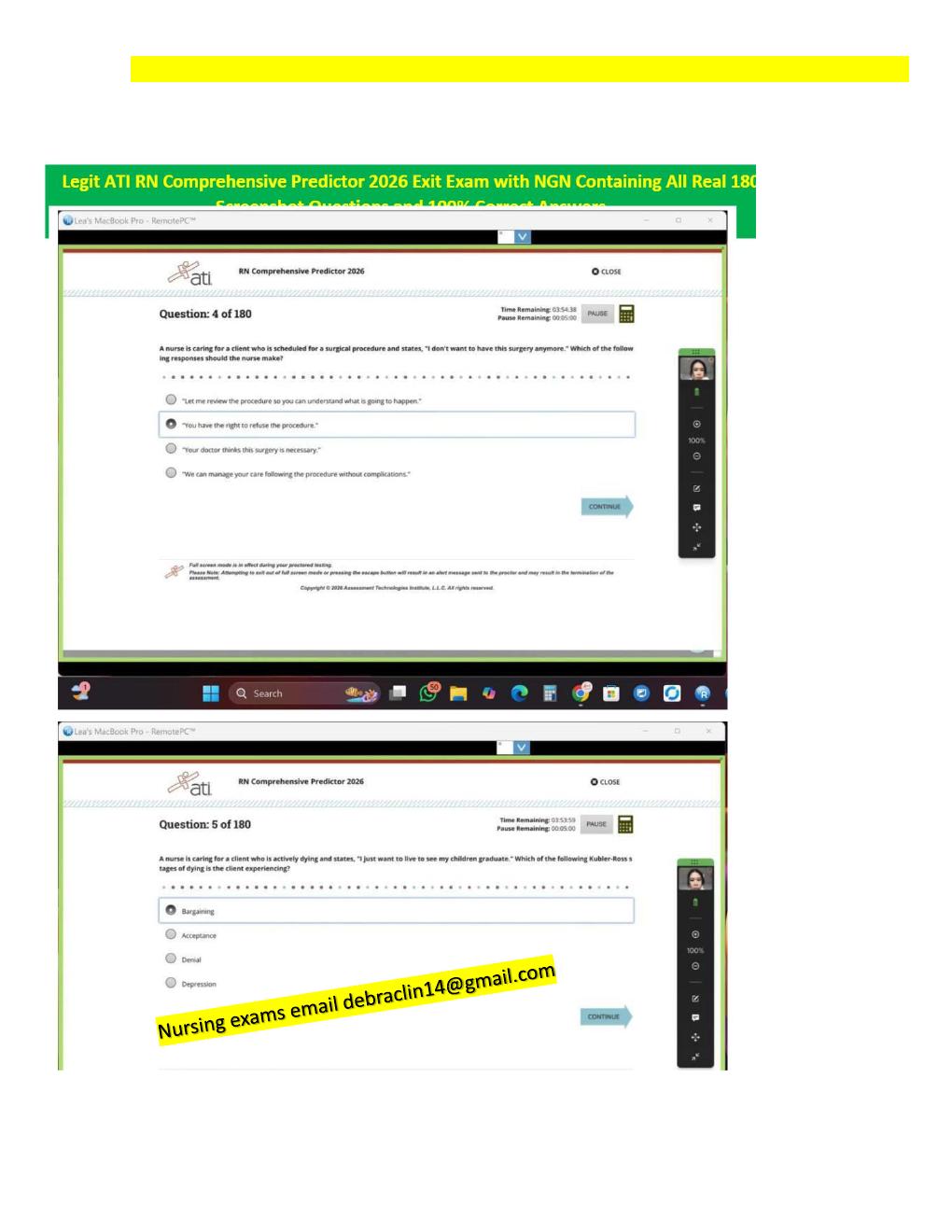 Preview page 2 of RN Exit ATI CMS Comprehensive Predictor Level 3 2026 Exit Assessment with NGN 180 Updated Questions Forms A, B and C and