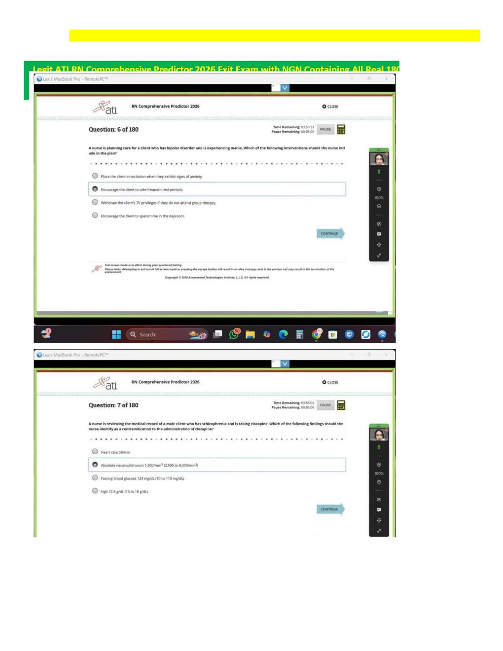 Preview page 3 of RN Exit ATI CMS Comprehensive Predictor Level 3 2026 Exit Assessment with NGN 180 Updated Questions Forms A, B and C and