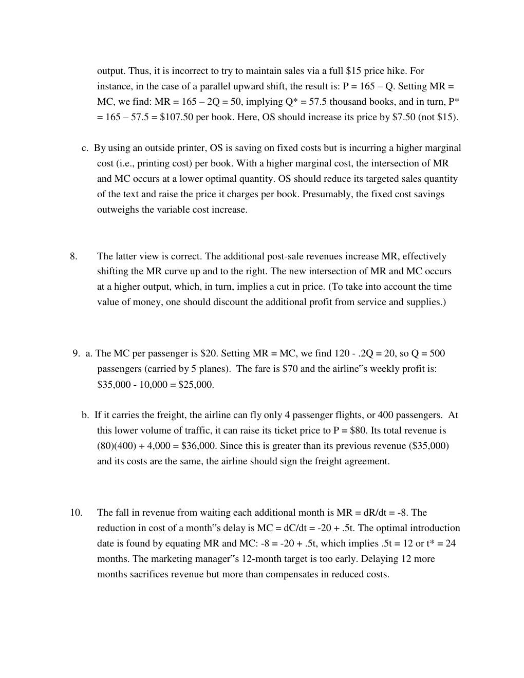 Preview page 8 of SOLUTION MANUAL FOR Managerial Economics, 9th Edition By William F. Samuelson, Stephen G. Marks, Jay L. Zagorsky