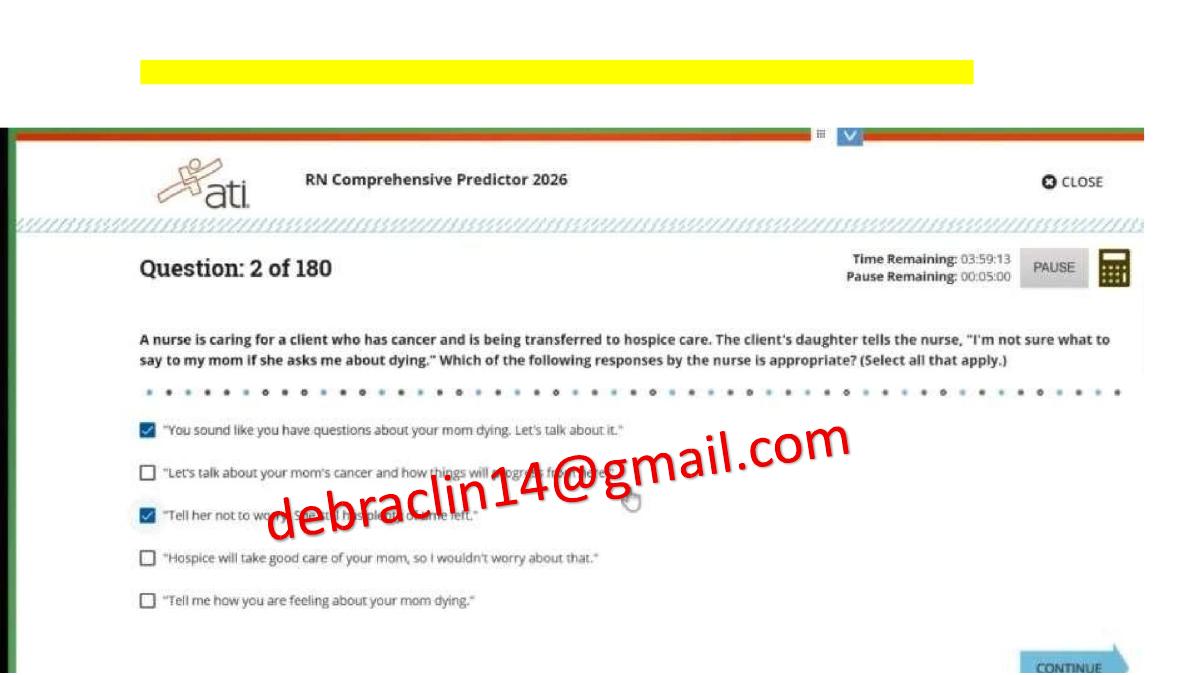 Preview page 2 of RN Exit ATI CMS Comprehensive Predictor Level 3 2026 Exit Assessment with NGN 180 Updated Questions Forms A, B and C and