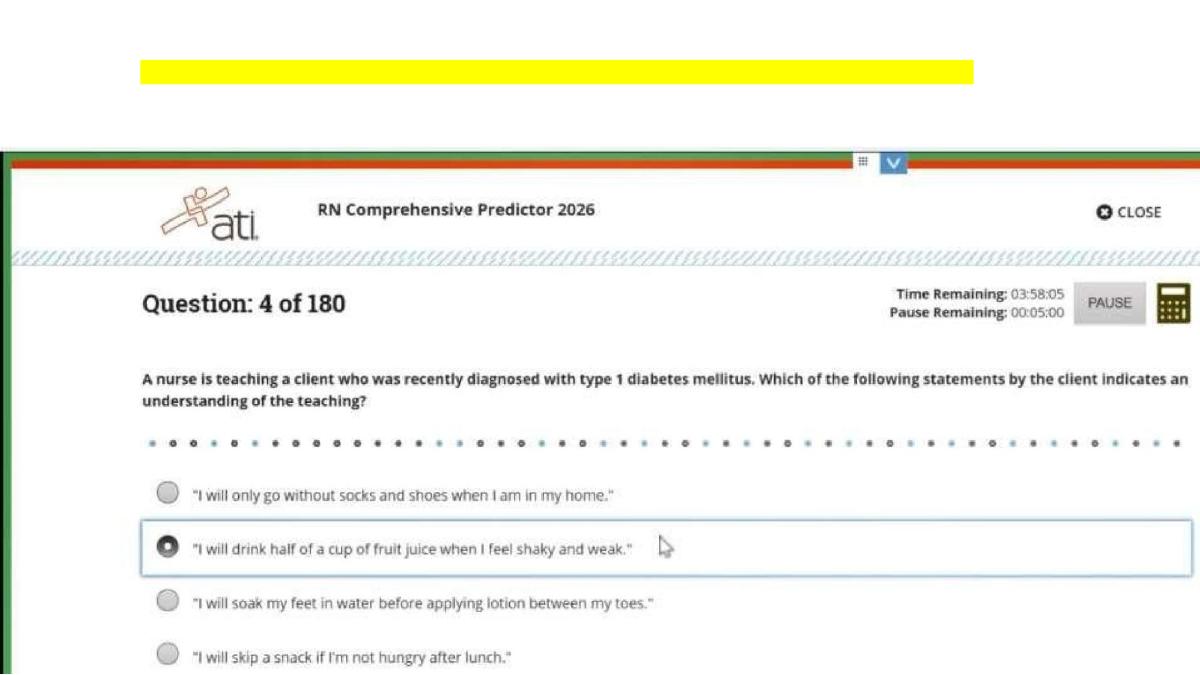 Preview page 4 of RN Exit ATI CMS Comprehensive Predictor Level 3 2026 Exit Assessment with NGN 180 Updated Questions Forms A, B and C and