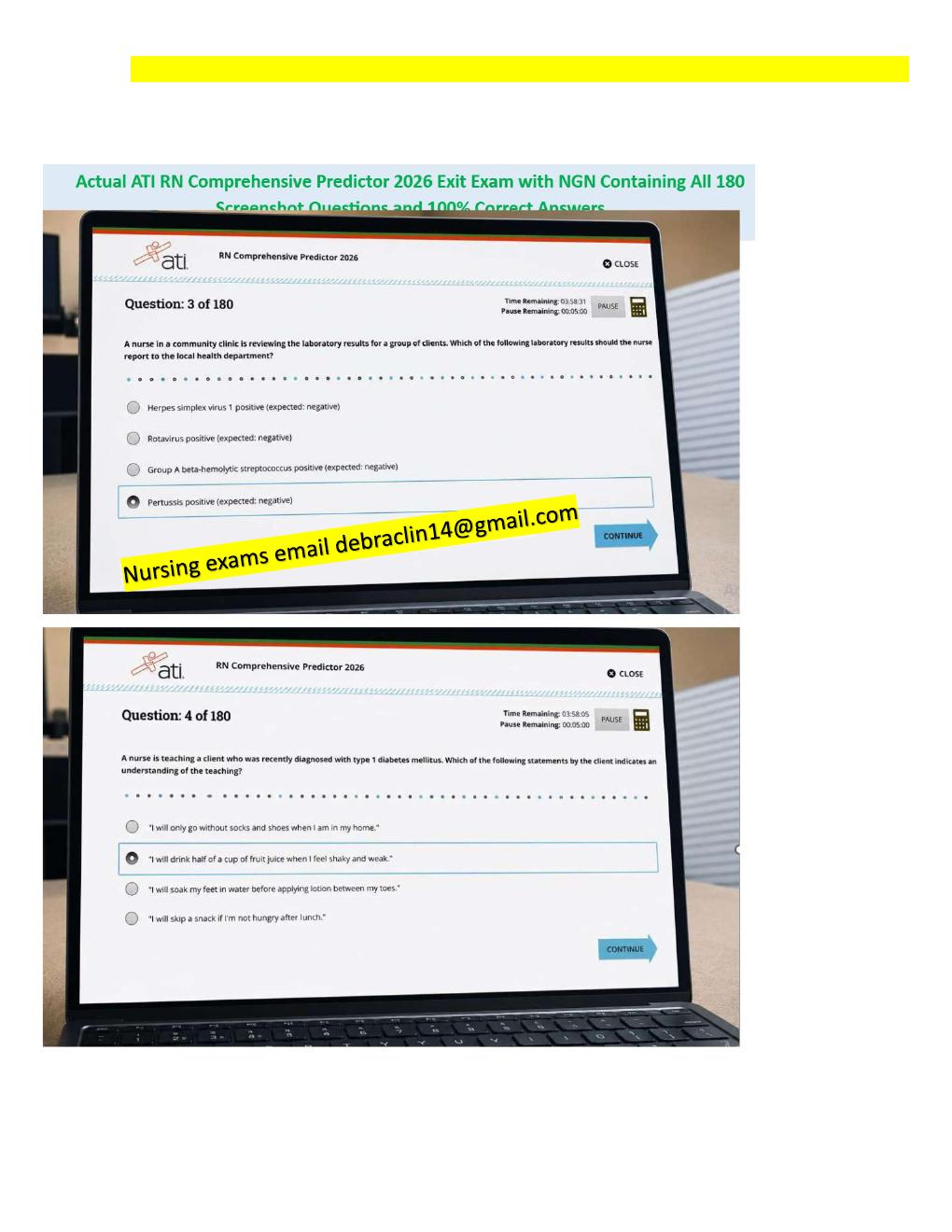 Preview page 2 of RN Exit ATI CMS Comprehensive Predictor Level 3 2026 Exit Assessment with NGN 180 Updated Questions Forms A, B and C and