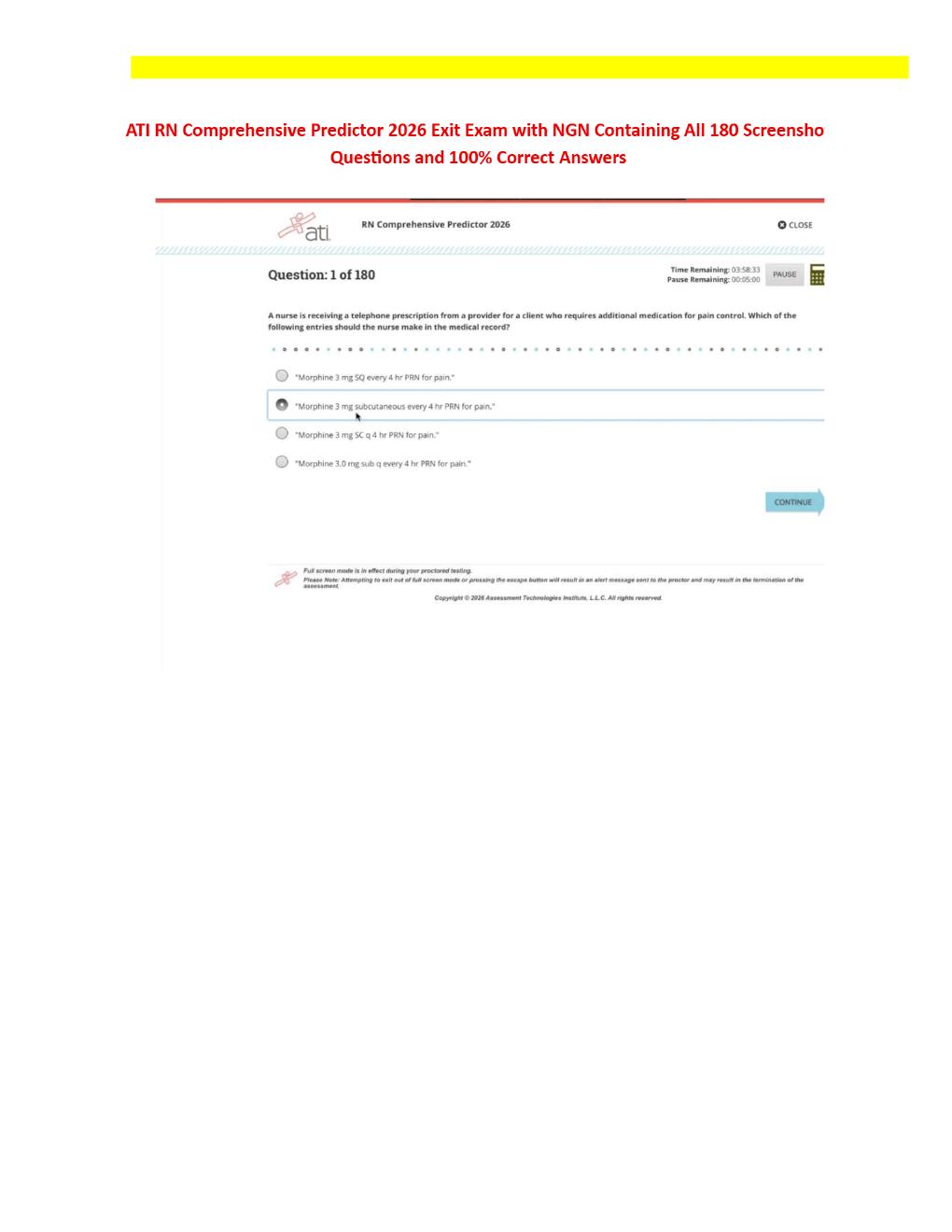 Preview page 3 of RN Exit ATI CMS Comprehensive Predictor Level 3 2026 Exit Assessment with NGN 180 Updated Questions Forms A, B and C and