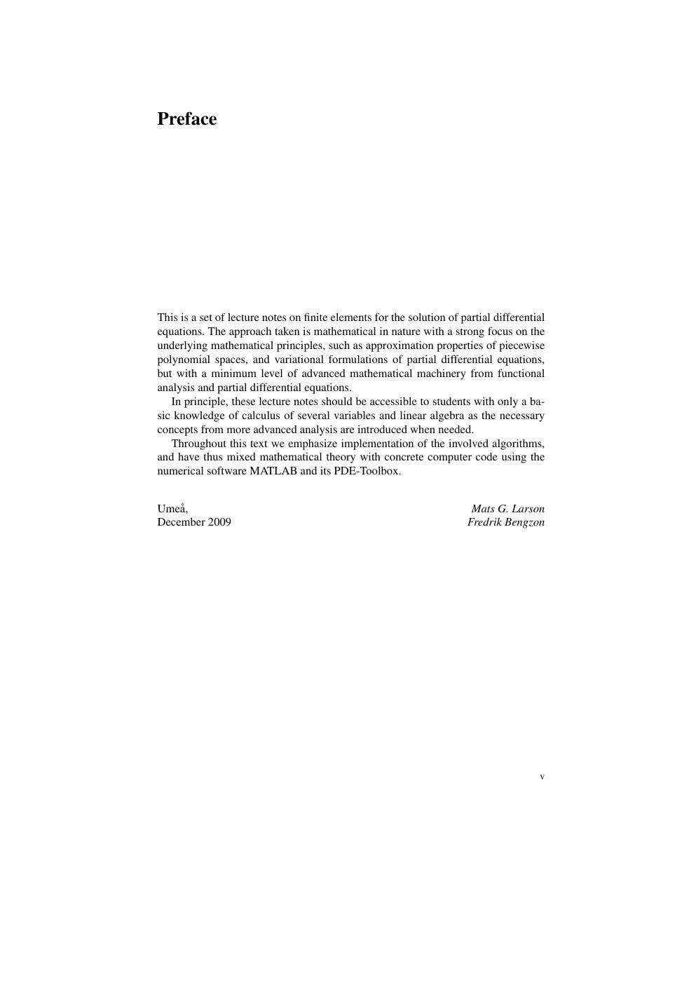 Preview page 2 of Solution Manual for The Finite Element Method: Theory, Implementation, and Applications by Mats G. Larson, Fredrik Bengz