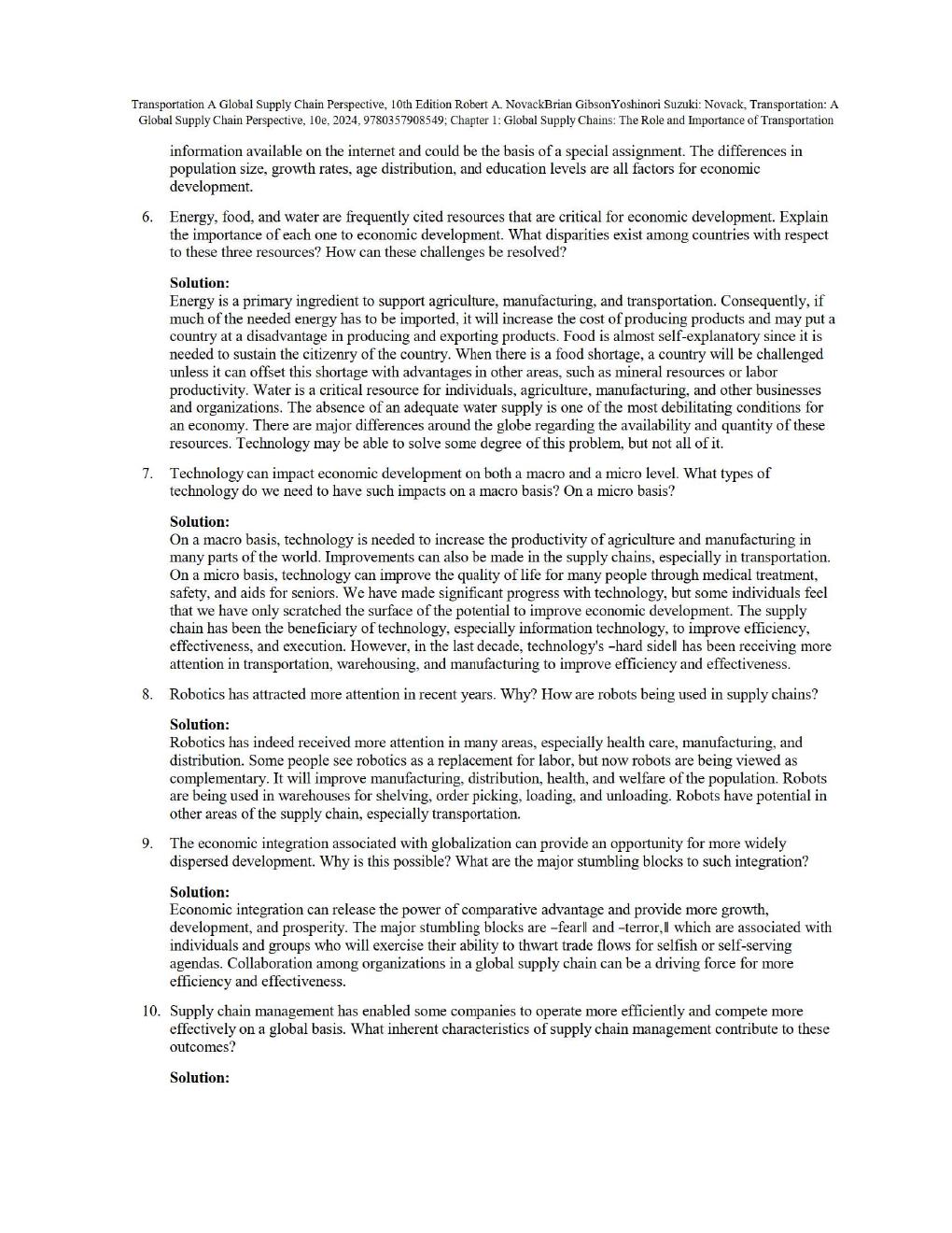 Preview page 3 of Solution and Answer Transportation A Global Supply Chain Perspective, 10th Edition By Robert A. NovackBrian Gibson Chapt