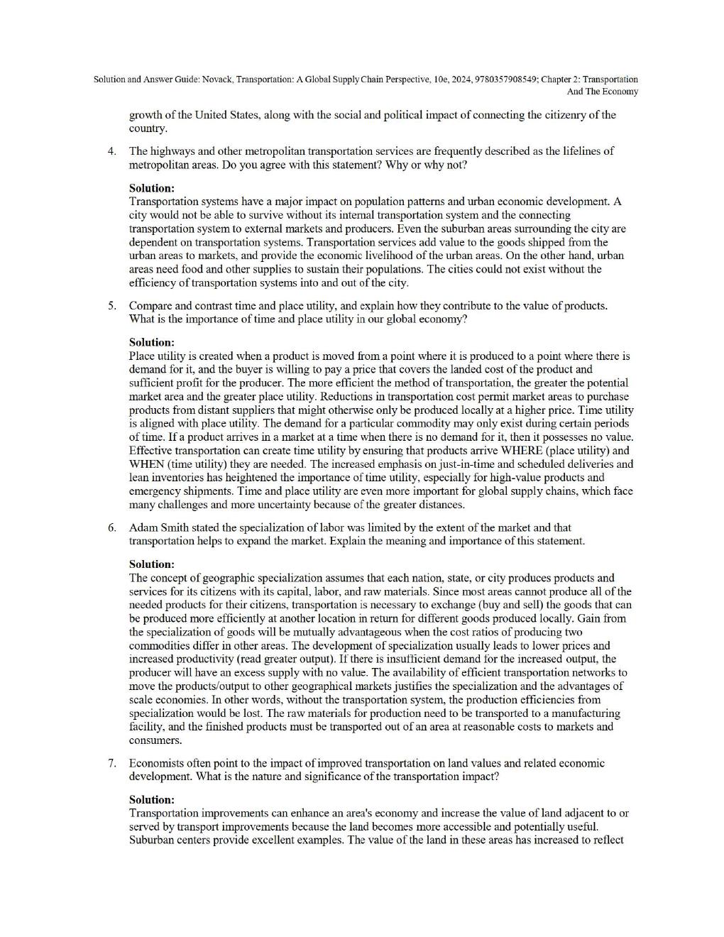 Preview page 7 of Solution and Answer Transportation A Global Supply Chain Perspective, 10th Edition By Robert A. NovackBrian Gibson Chapt