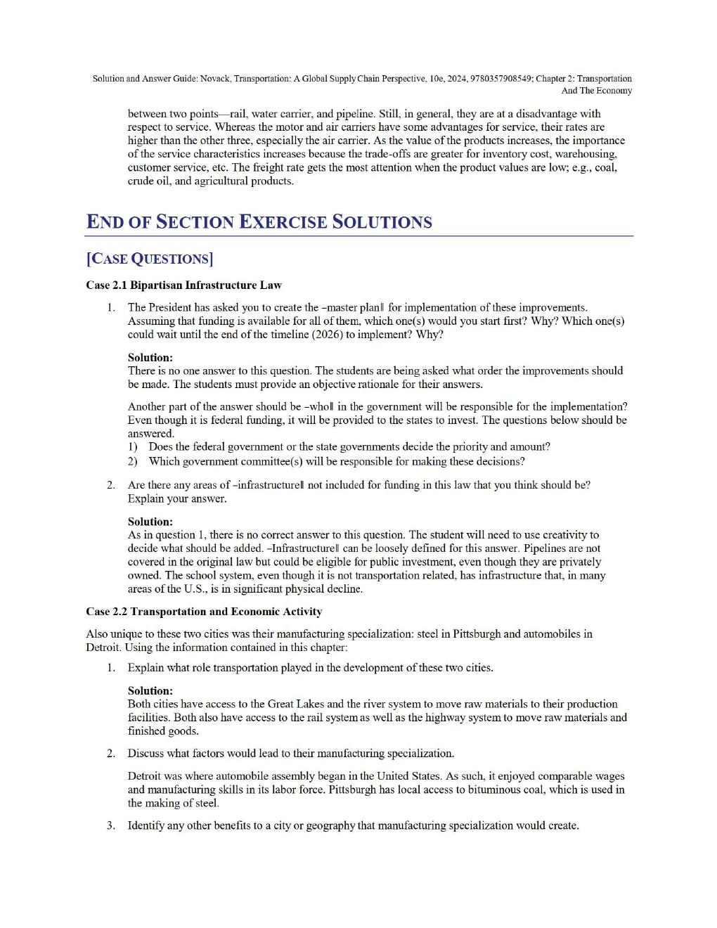 Preview page 9 of Solution and Answer Transportation A Global Supply Chain Perspective, 10th Edition By Robert A. NovackBrian Gibson Chapt