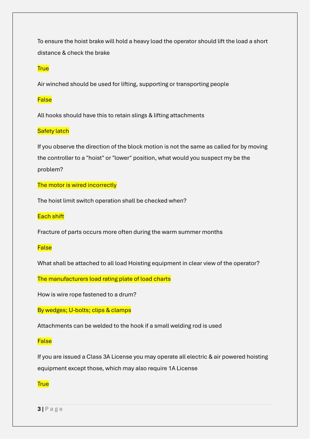 Preview page 3 of 3A HOISTING LICENSE EXAM