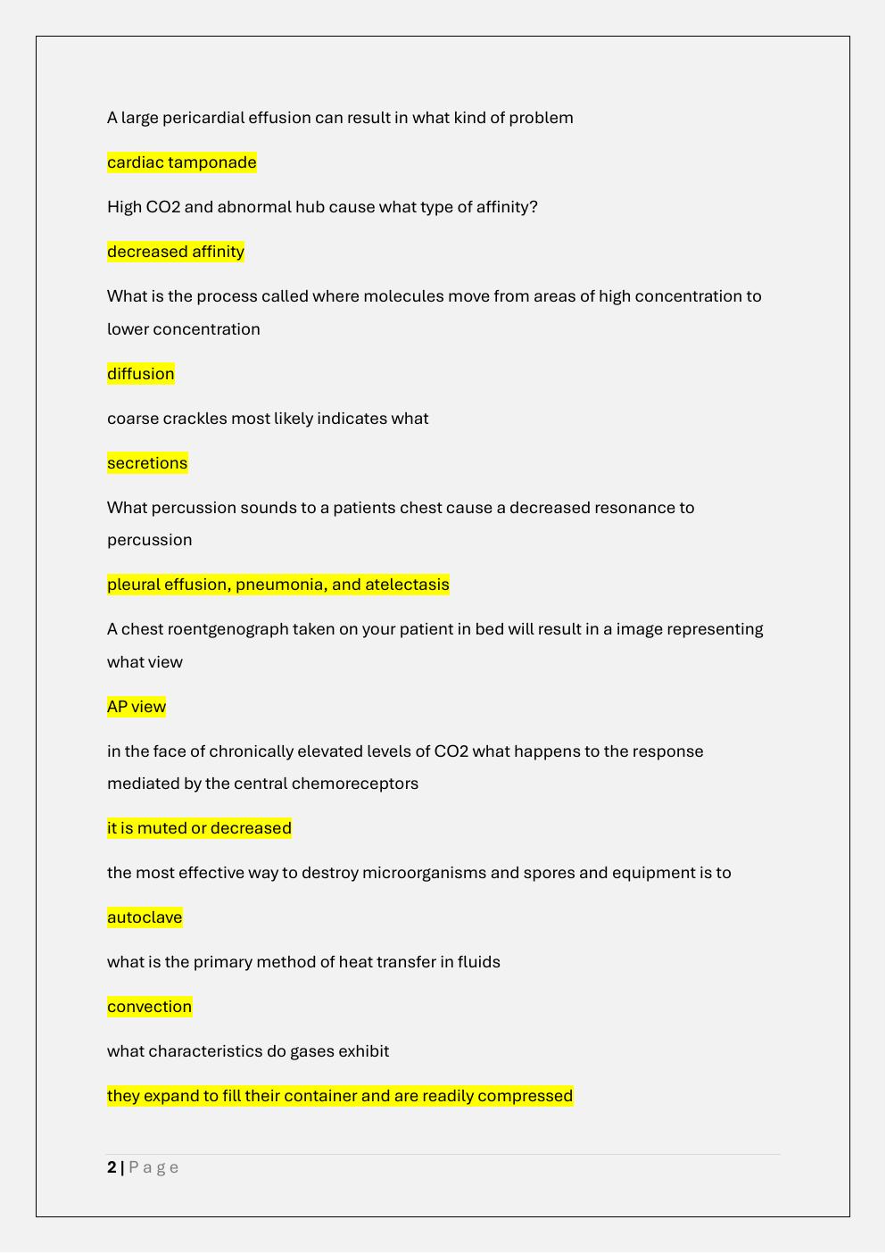 Preview page 2 of SJVC RCP 100 FINAL RESPIRATORY CARE  PRATICE EXAM