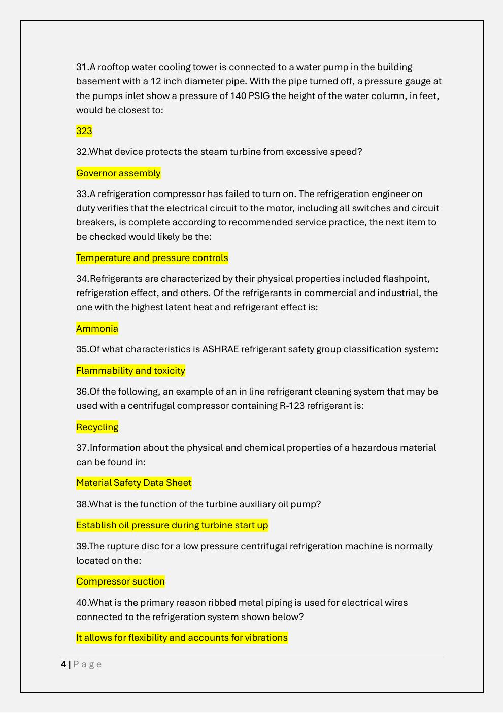 Preview page 4 of FDNY Z-51 REFRIGERATION EXAM