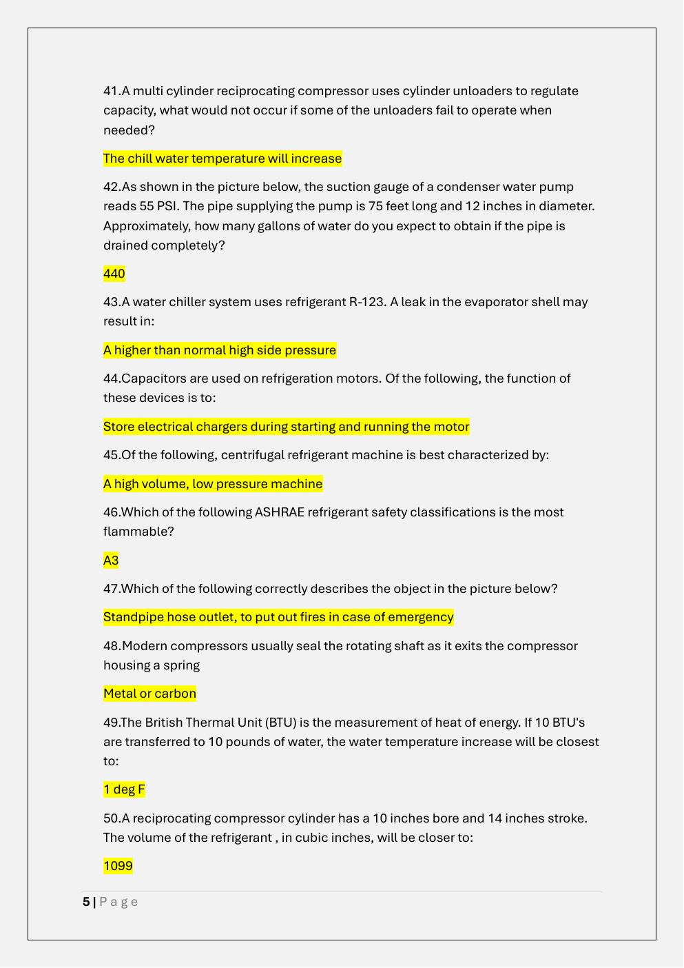 Preview page 5 of FDNY Z-51 REFRIGERATION EXAM
