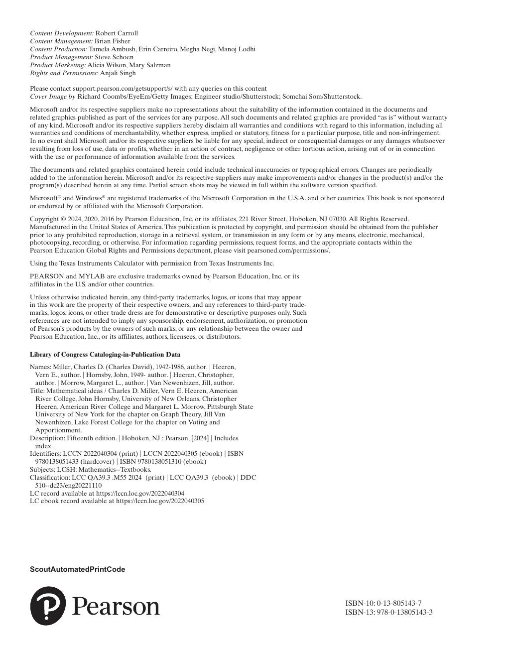 Preview page 4 of Mathematical Ideas 15th Edition By Charles D. Miller