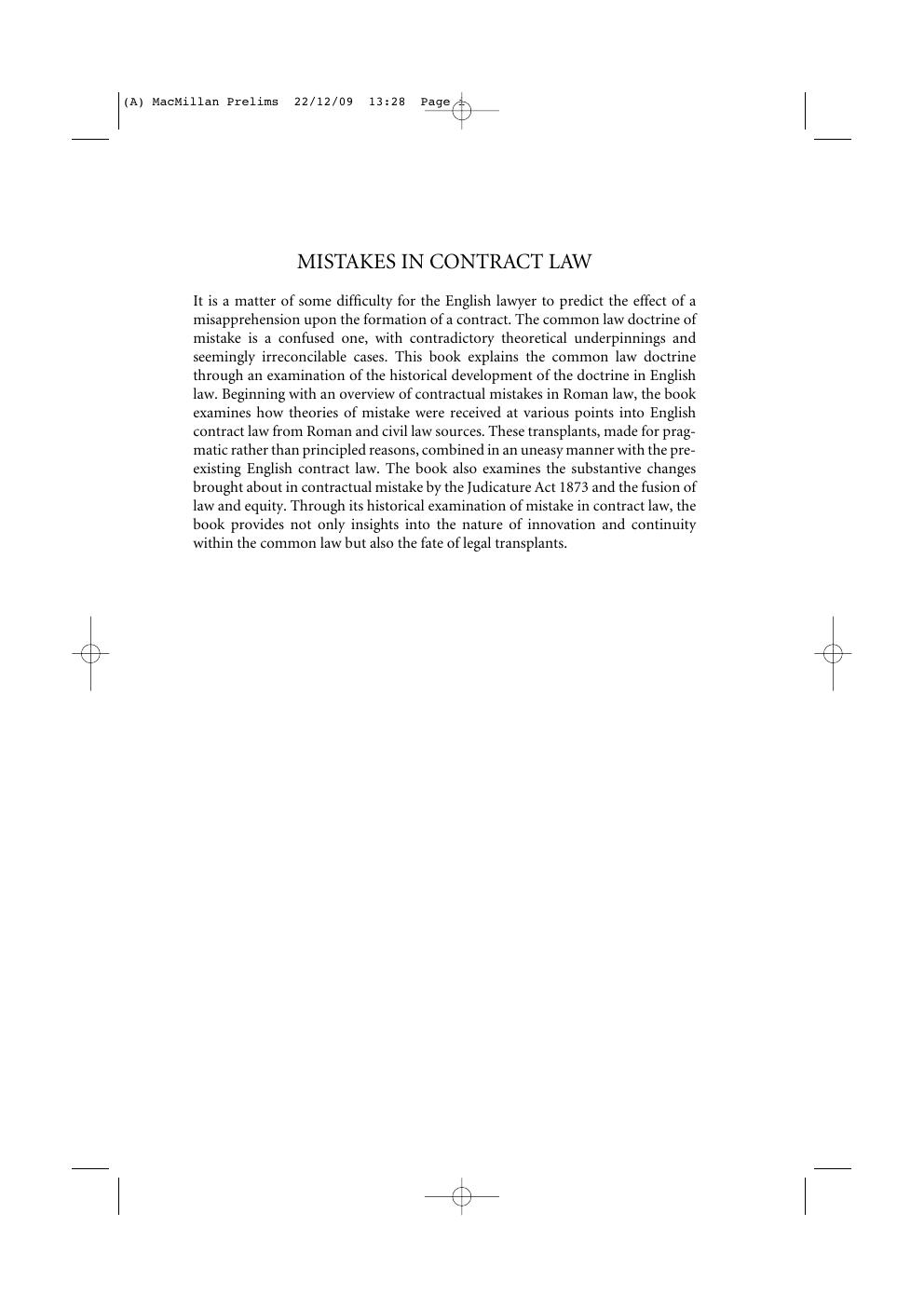 Preview page 2 of Mistakes in Contract Law By Catharine MacMillan