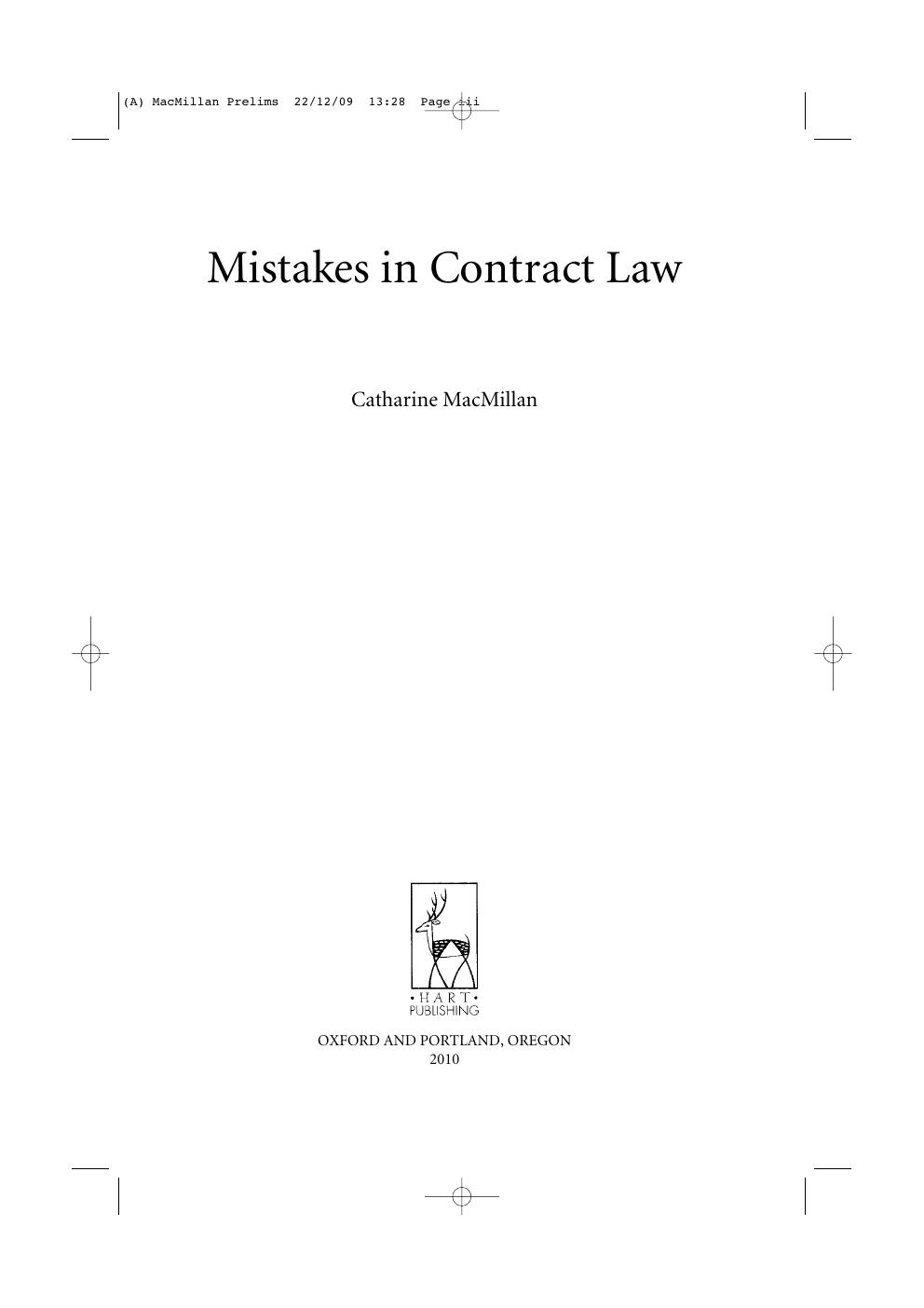 Preview page 4 of Mistakes in Contract Law By Catharine MacMillan