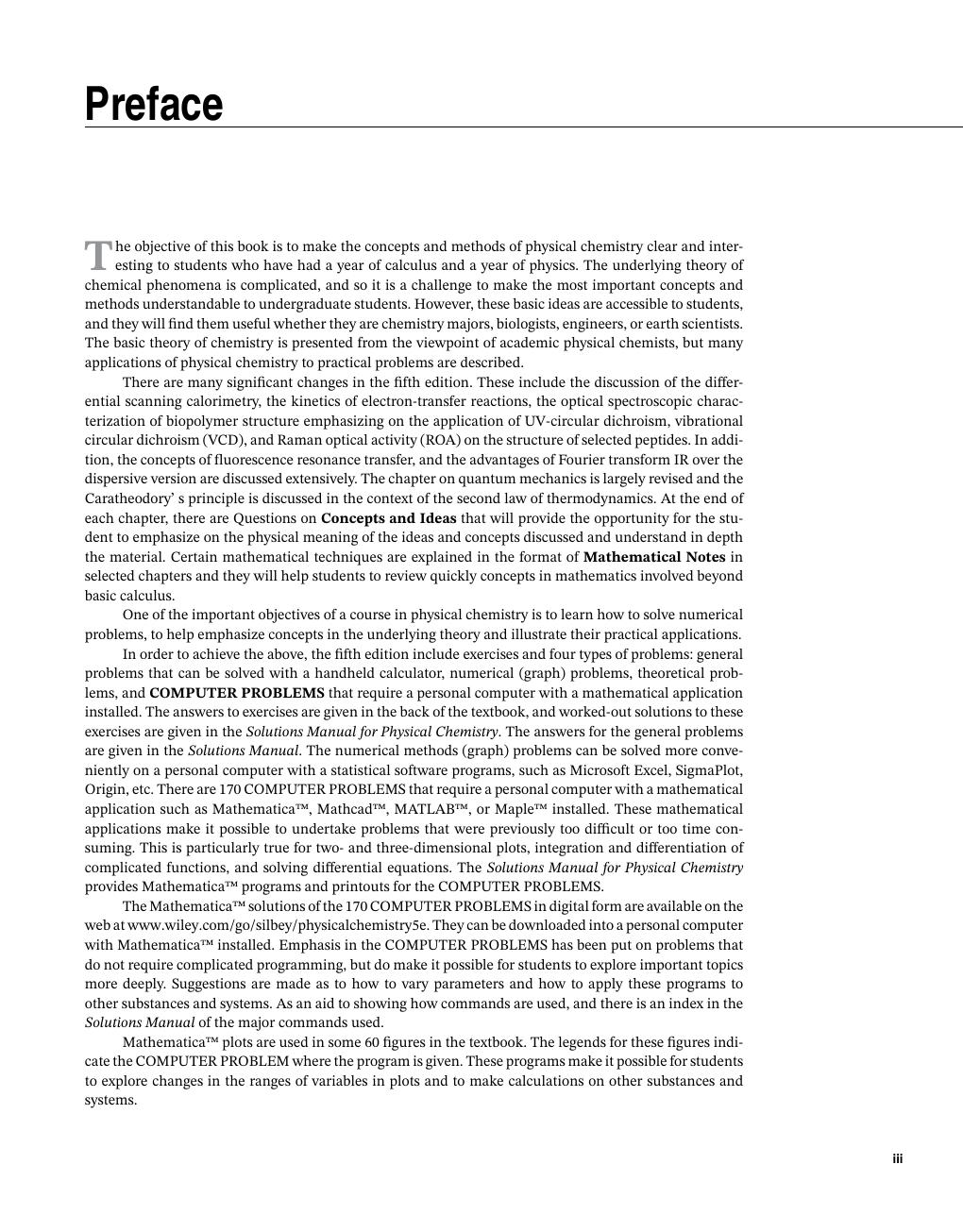 Preview page 5 of Physical chemistry 5th Edition By Robert J. Silbey, Robert A. Alberty