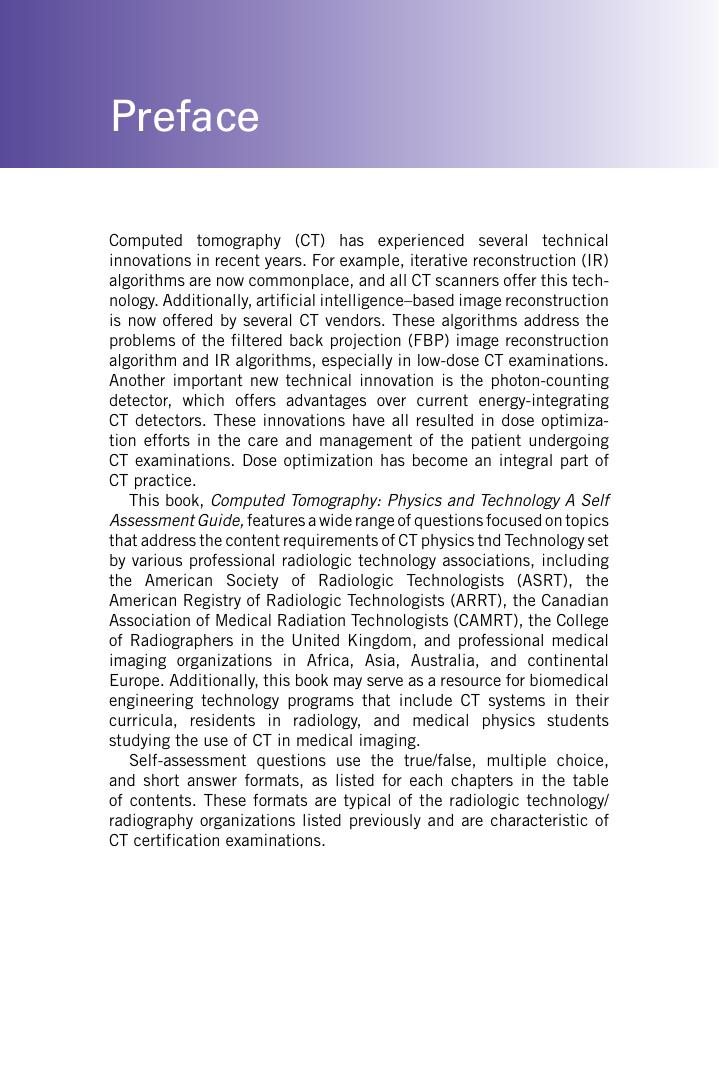 Preview page 9 of Computed Tomography Physics and Technology A Self Assessment Guide 2nd Edition By Euclid Seeram