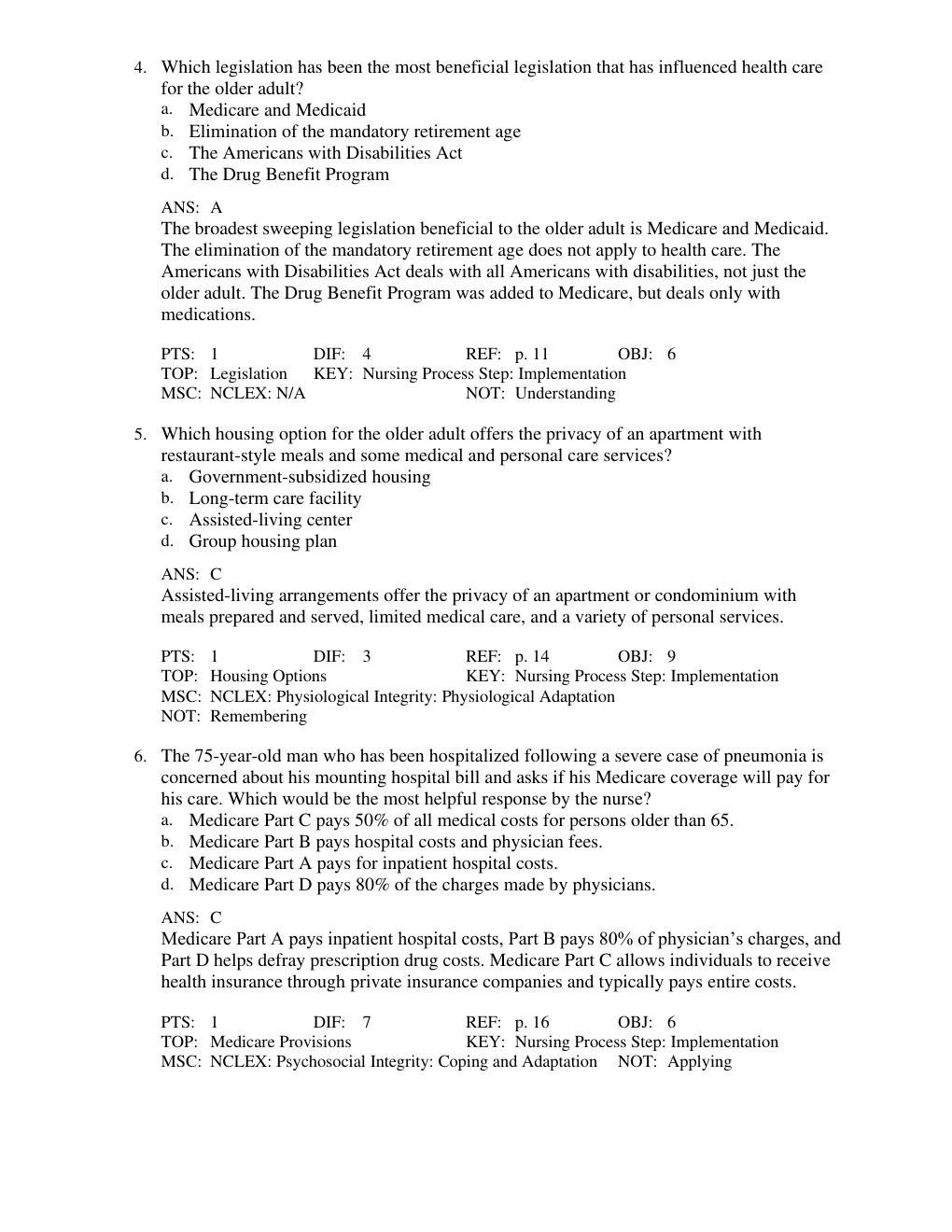 Preview page 3 of Test Bank for Basic Geriatric Nursing, 8th Edition