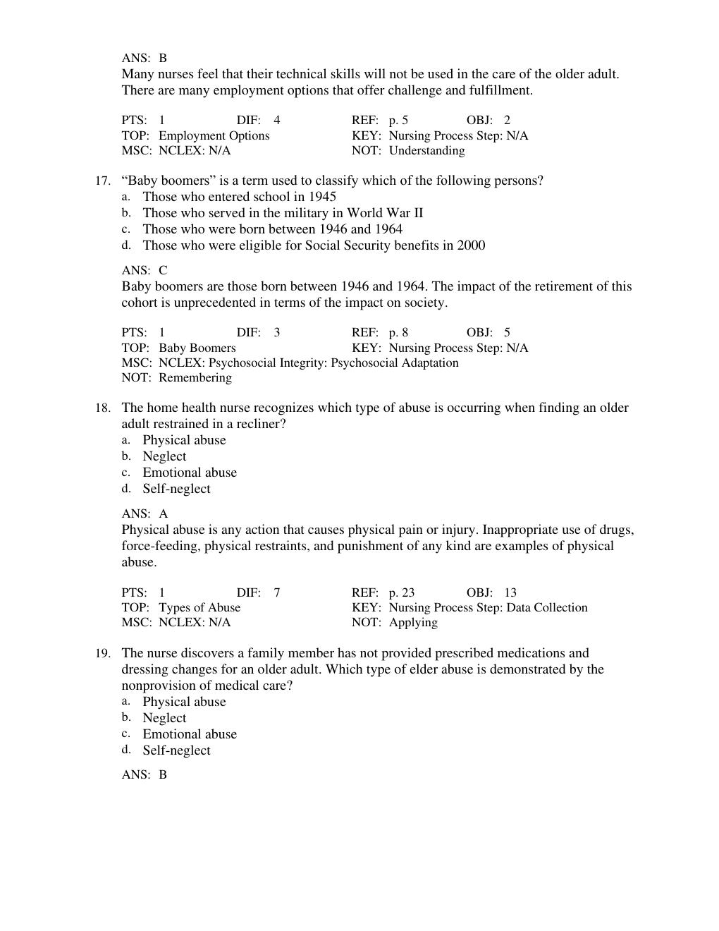 Preview page 7 of Test Bank for Basic Geriatric Nursing, 8th Edition