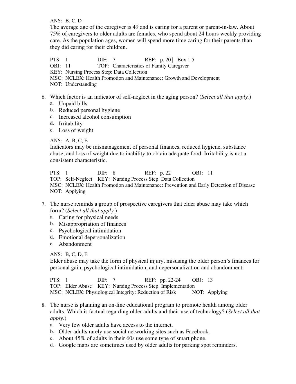 Preview page 10 of Test Bank for Basic Geriatric Nursing, 8th Edition