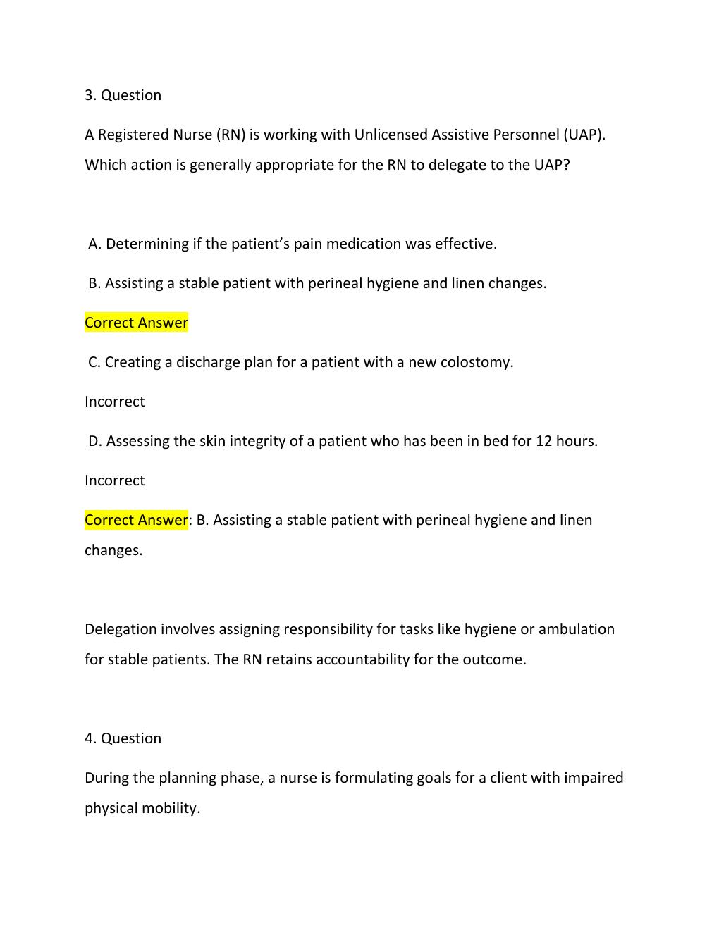 Preview page 3 of The Nursing Process exam questions 2026 Correct Answers