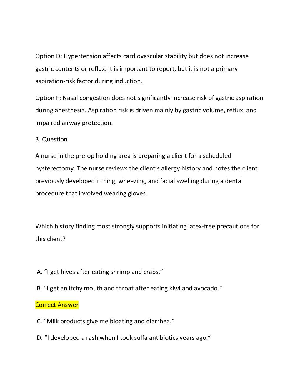 Preview page 4 of PERIOPERATIVE NURSING PREOPERATIVE PHASE EXAM 2026